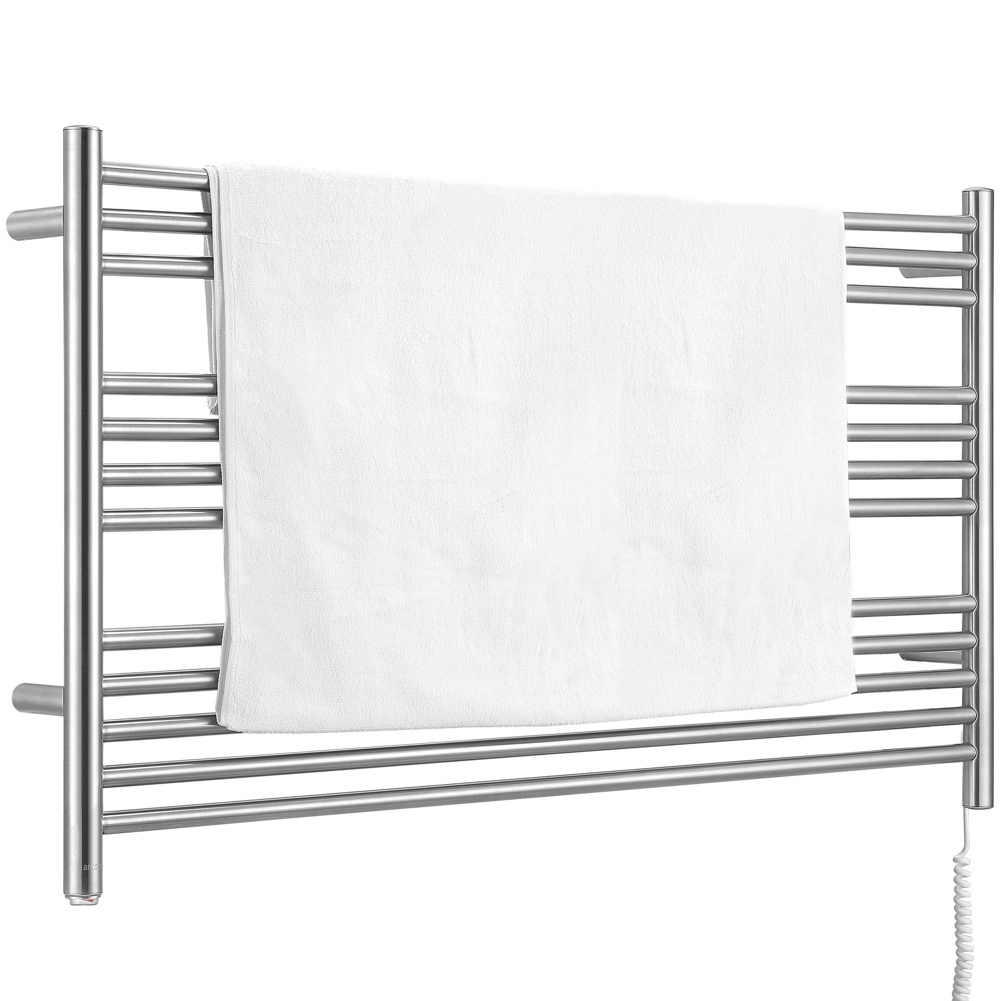 Amplify Dual 12 Bar Hardwired & Plug-In Towel Warmer - Brushed Stainless Steel - Perfect for Bathrooms, Spas & Luxury Hotels