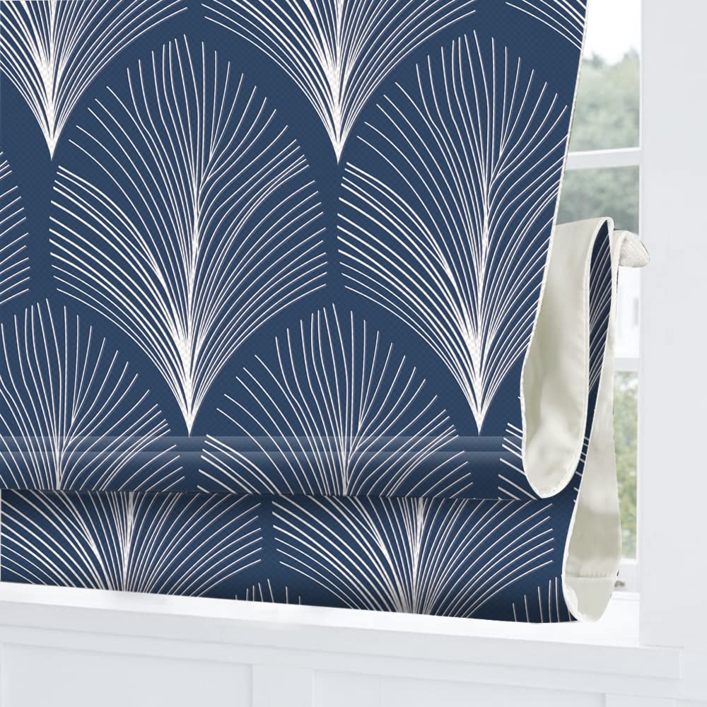 Premium Blackout Roman Shades - Cordless Window Blinds for Kitchen, French Doors & Windows | Custom Washable Fabric in Yellow Branch Pattern | Perfect for Bedroom, Living Room & Office (1 Piece)