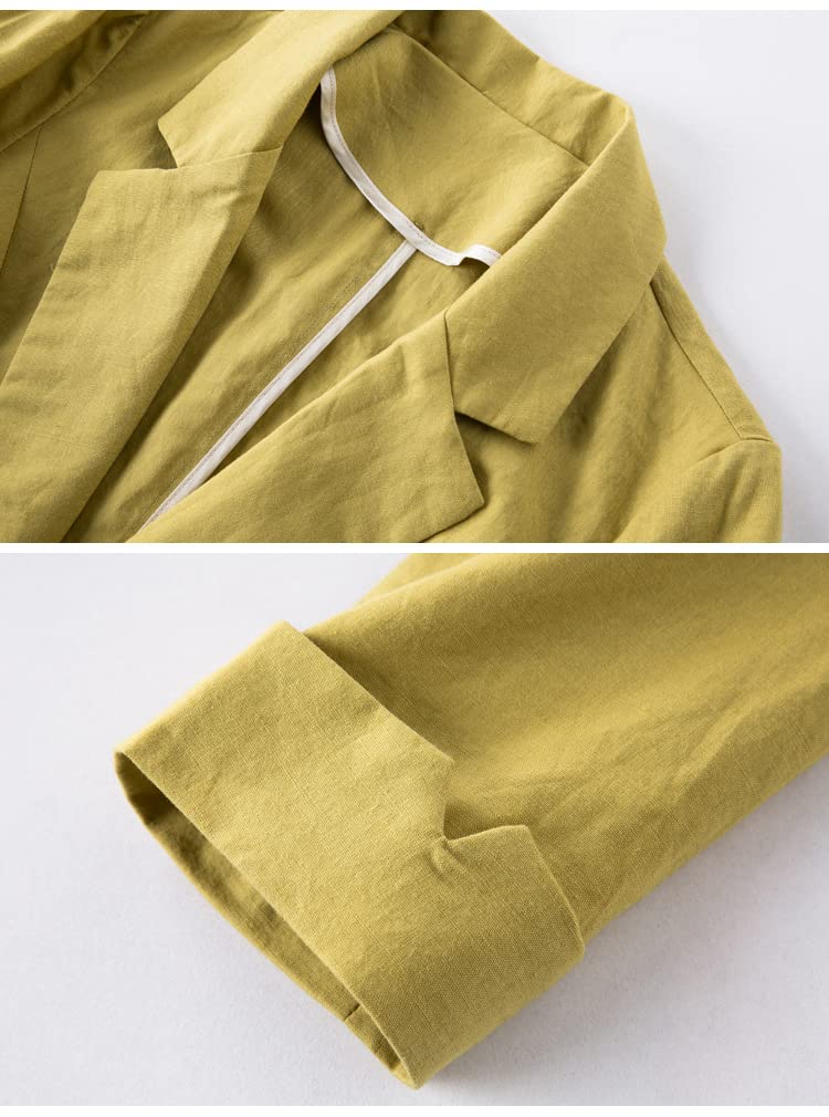 Women's Casual Cotton Linen Blazer - 3/4 Sleeve Open Front Lightweight Jacket for Spring & Summer | Office Wear, Outdoor Events & Travel Outfits