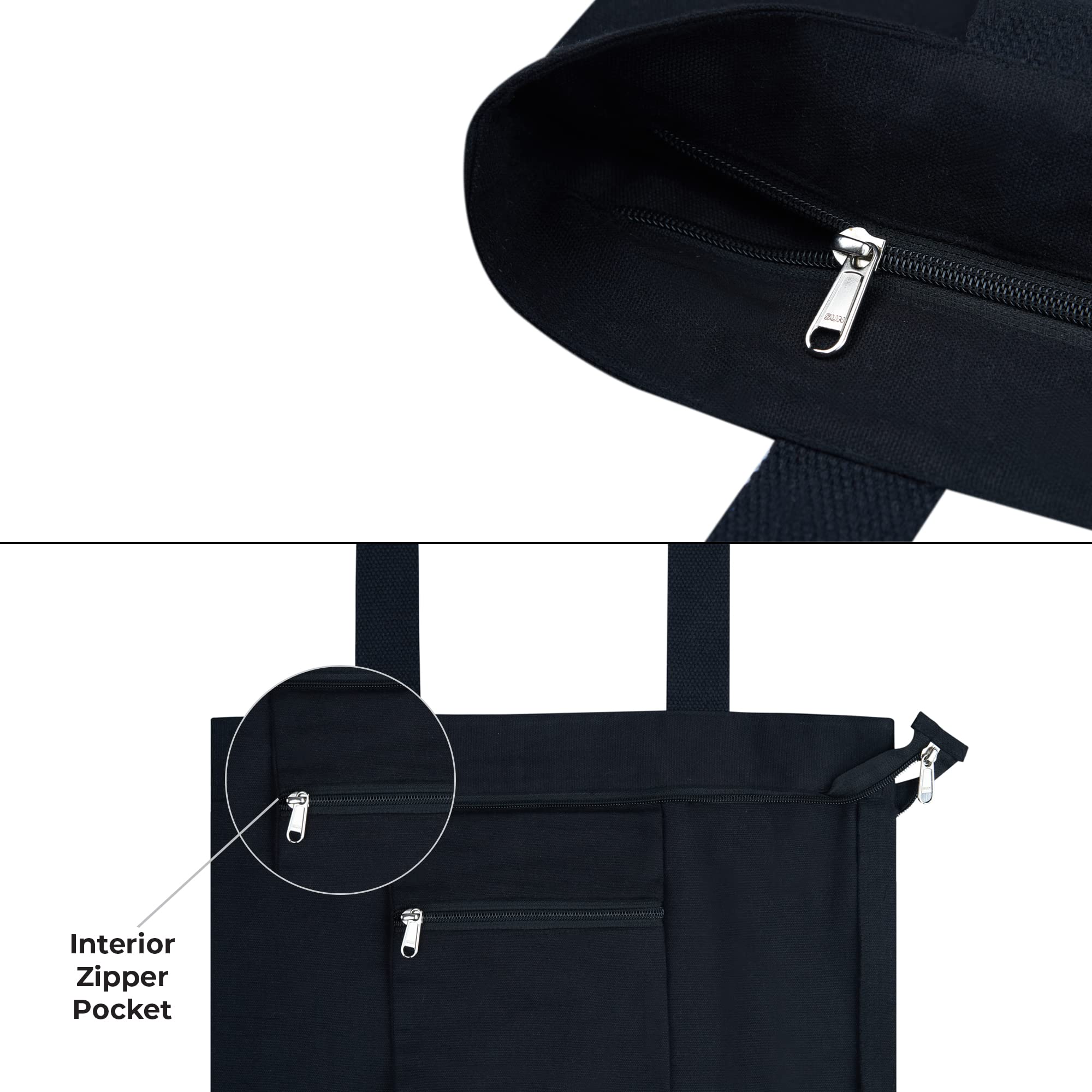 DOODLE Premium Canvas Tote Bag for Women - Zippered Top with Inner Pockets - Stylish & Durable Handbag for Shopping, Work, Travel & Everyday Use - Perfect Work Tote, Commuter Bag & Grocery Shopping Essential