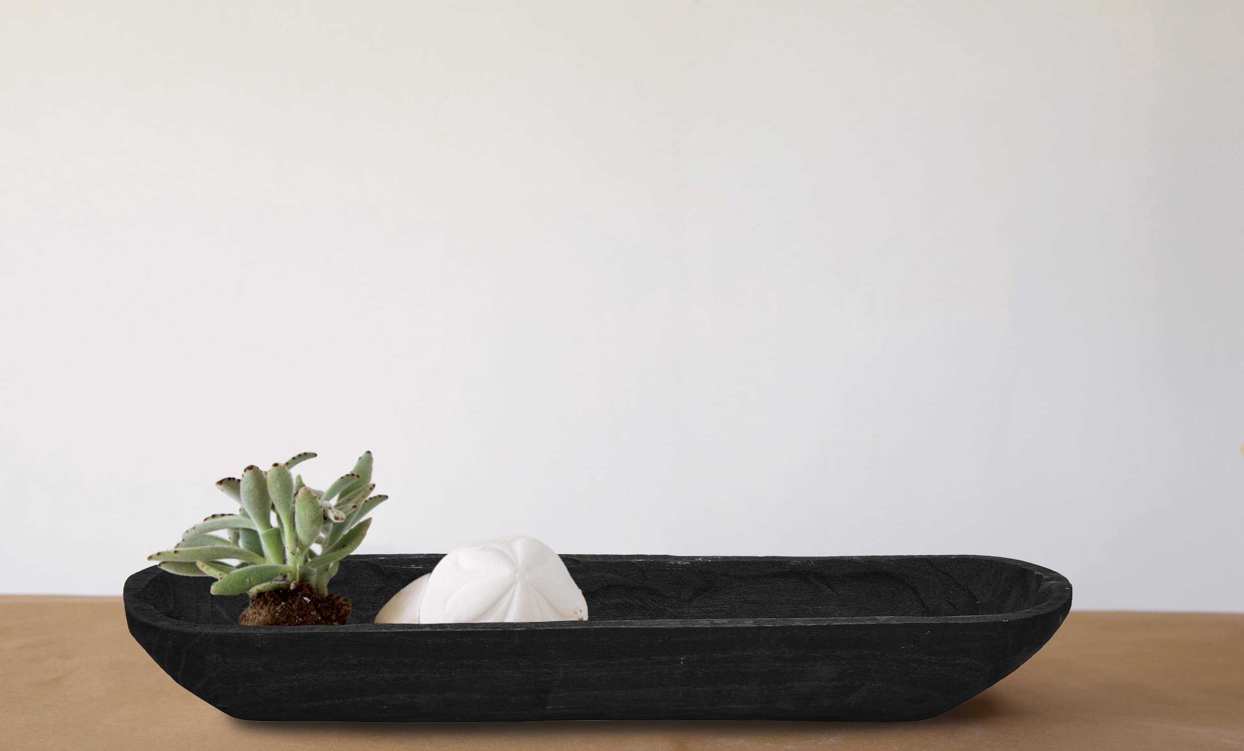 Creative Co-Op Decorative Black Paulownia Wood Bowl - Handcrafted Natural Wooden Serving Bowl for Fruits, Nuts, Home Decor & Table Centerpiece