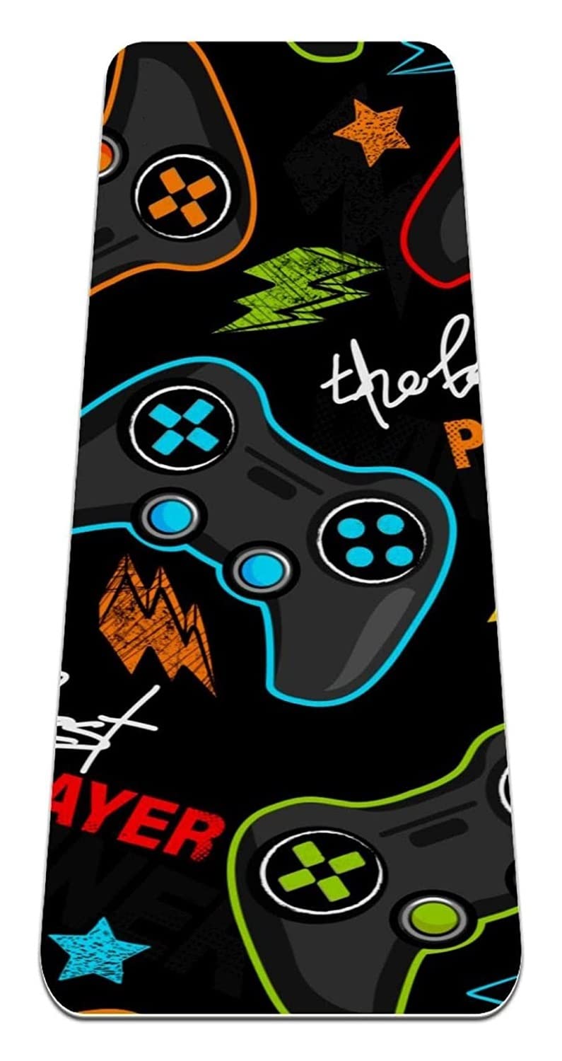 Premium Non-Slip Eco-Friendly Yoga Mat - 6mm Thick with Carrying Bag for Pilates, Fitness, Gym & Home Workouts | VHG Innovation Colorful Game Player Design | Ideal for Yoga, Exercise & Sports Enthusiasts