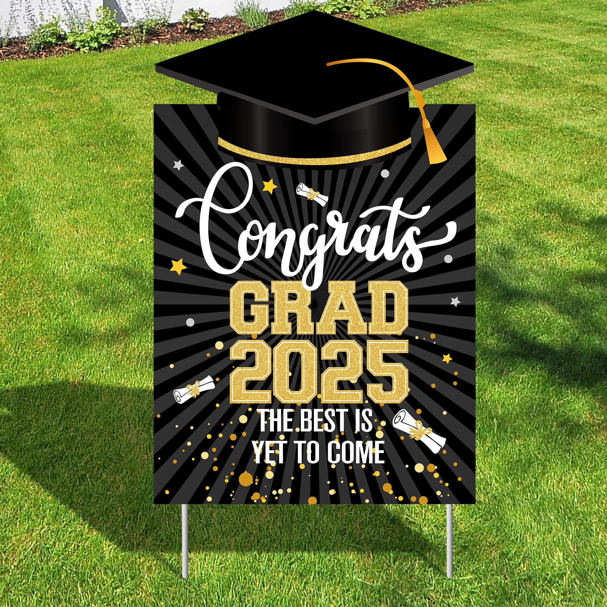 Katchon Graduation Yard Sign - 16x10 Inches | Class of 2025 Outdoor Decor | Durable Congrats Grad Sign for Lawn, Garden & Party Decorations | Perfect for High School & College Graduation Celebrations