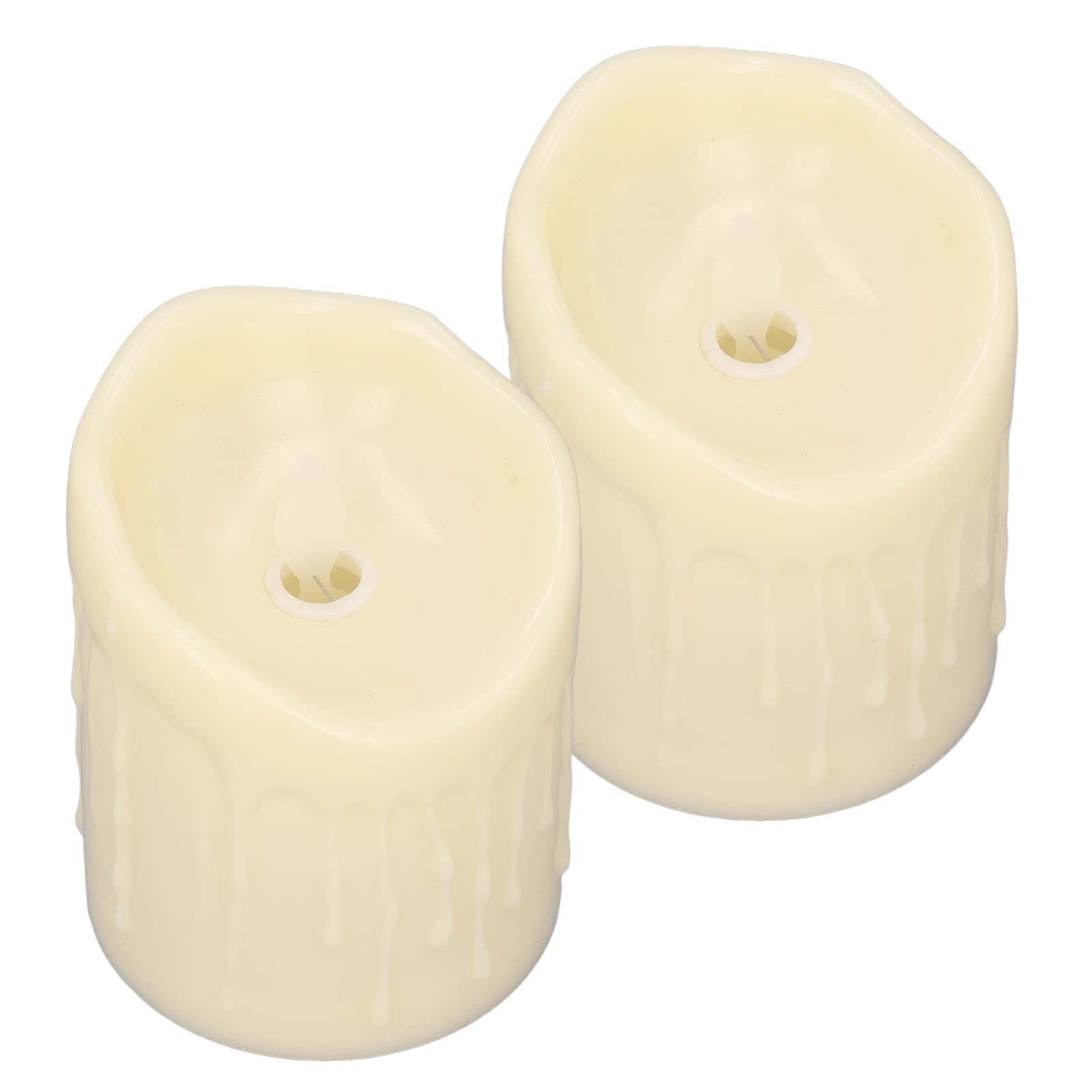 Flameless LED Candles with Dripping Wax Effect - 2 Pack Realistic Battery Operated Pillar Candles for Wedding, Dating, Proposal & Romantic Home Decor