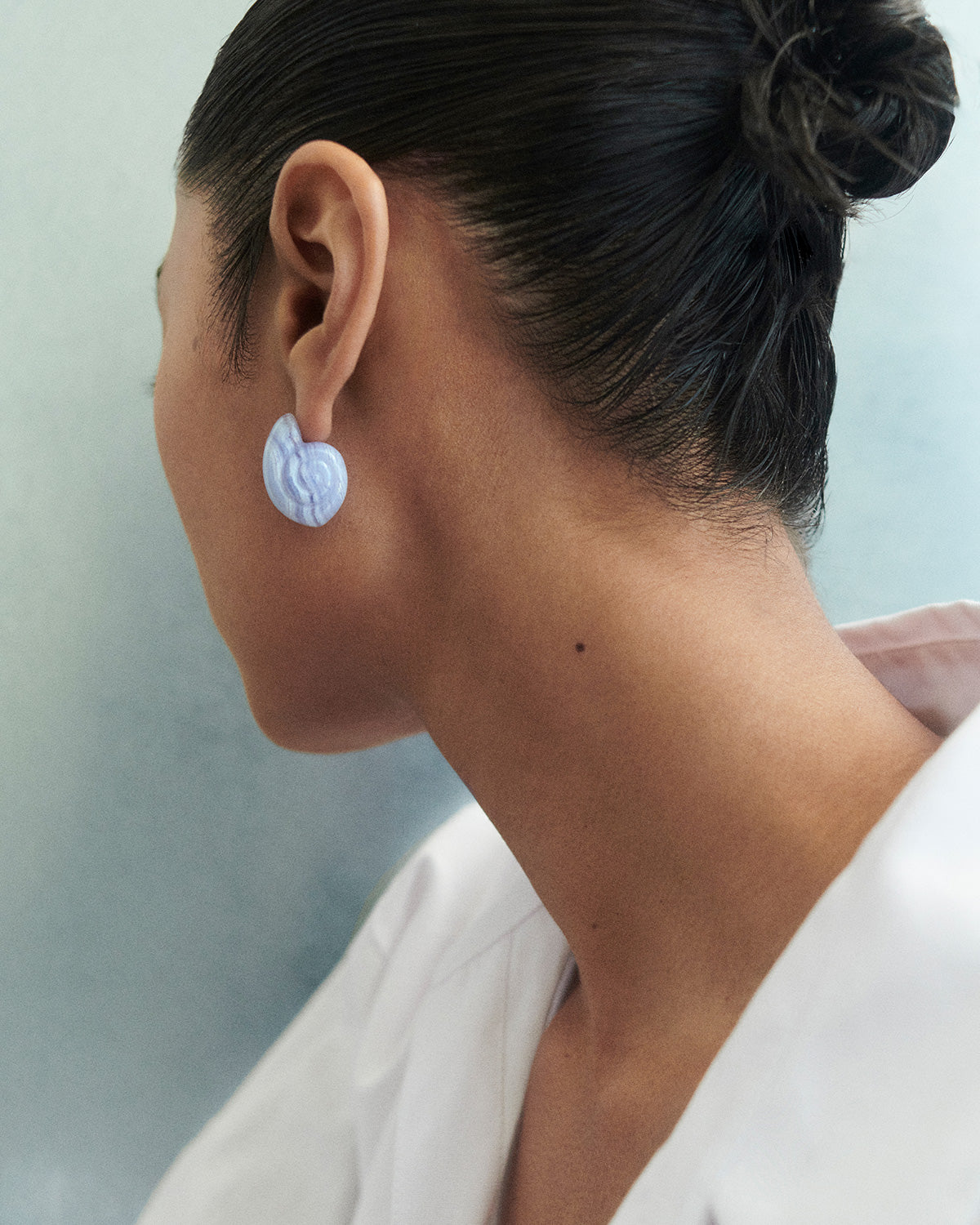 GRID Blue Lace Agate Shell Earrings - Handmade Dangle Earrings for Women | Perfect for Beach Vacations, Boho Fashion & Special Occasions