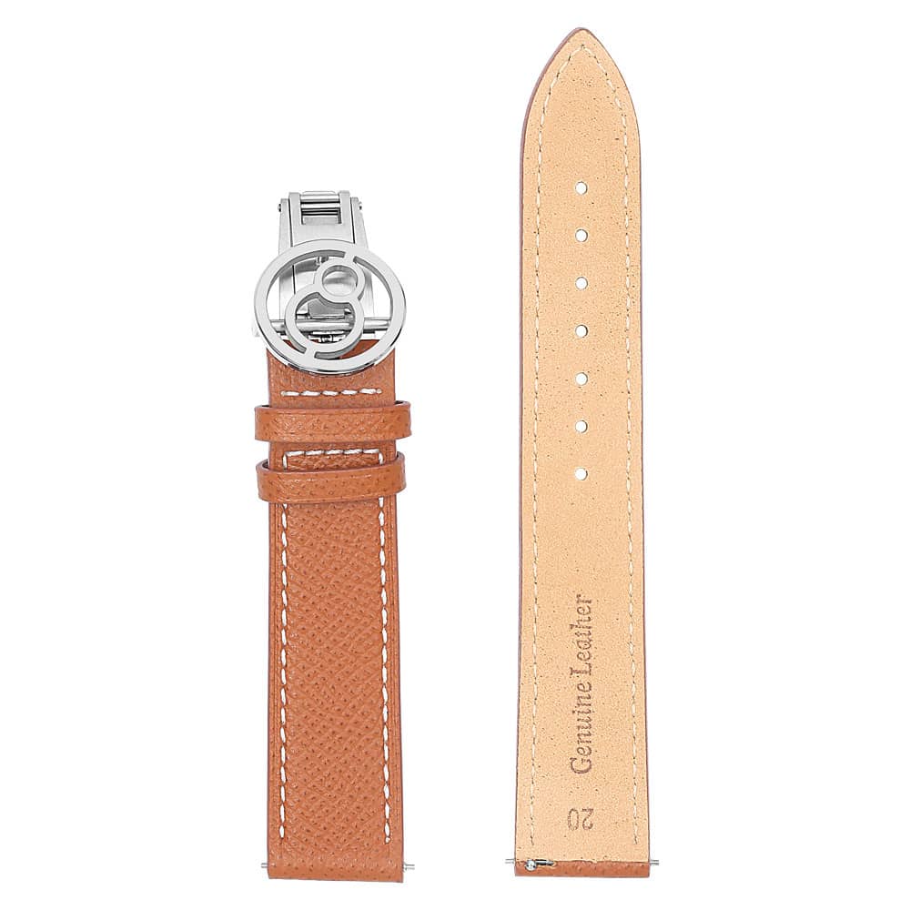 Premium Brown Lychee Grain Cowhide Watch Strap with Spring Buckle - 20mm Lug Width Compatible with Most Watches | Perfect for Business, Casual & Formal Occasions