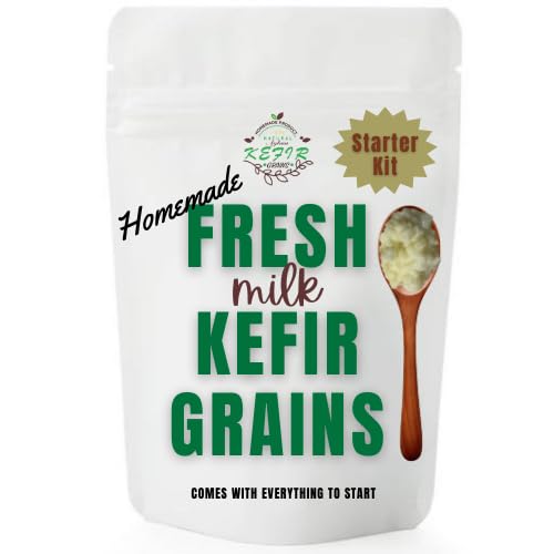 1 TBSP Fresh Milk Kefir Grains - Live Probiotic Starter Culture for Homemade Yogurt & Fermented Drinks - Includes Complete Starter Kit for Gut Health & Digestion - Perfect for Smoothies, Baking & Healthy Breakfasts