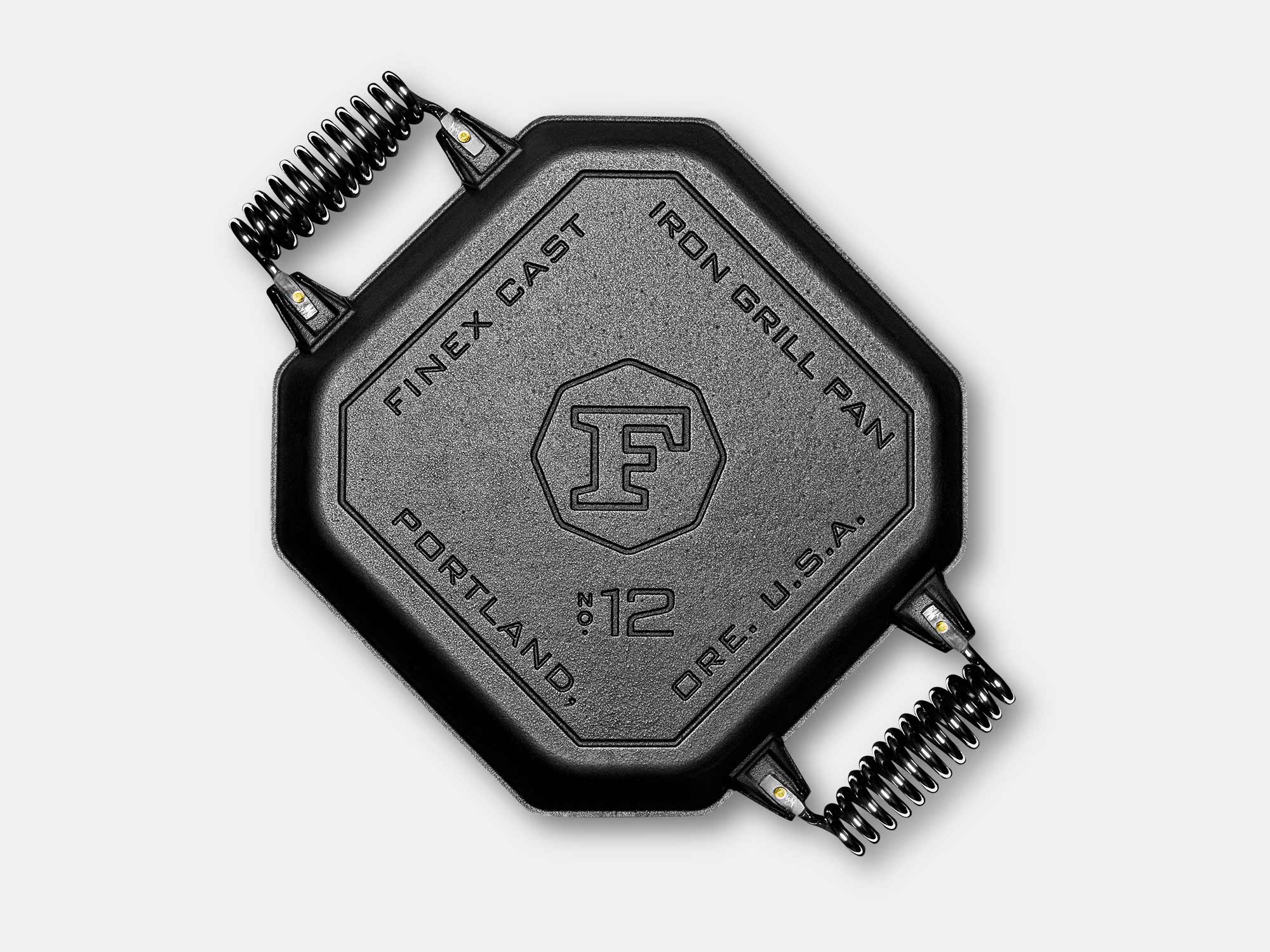 Premium Finex Cast Iron Grill Pan 12 Inch - Pre-Seasoned, Heavy Duty Skillet for Grilling, Searing & Baking - Perfect for Stovetop, Oven & Outdoor Cooking - Ideal for Steaks, Burgers & Vegetables