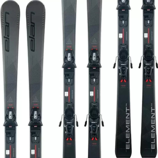 Elan Element 74 Black Long Skis with EL10 Bindings 2025 - All-Mountain Performance Skis for Men & Women | Perfect for Powder, Groomers & Freeride Skiing