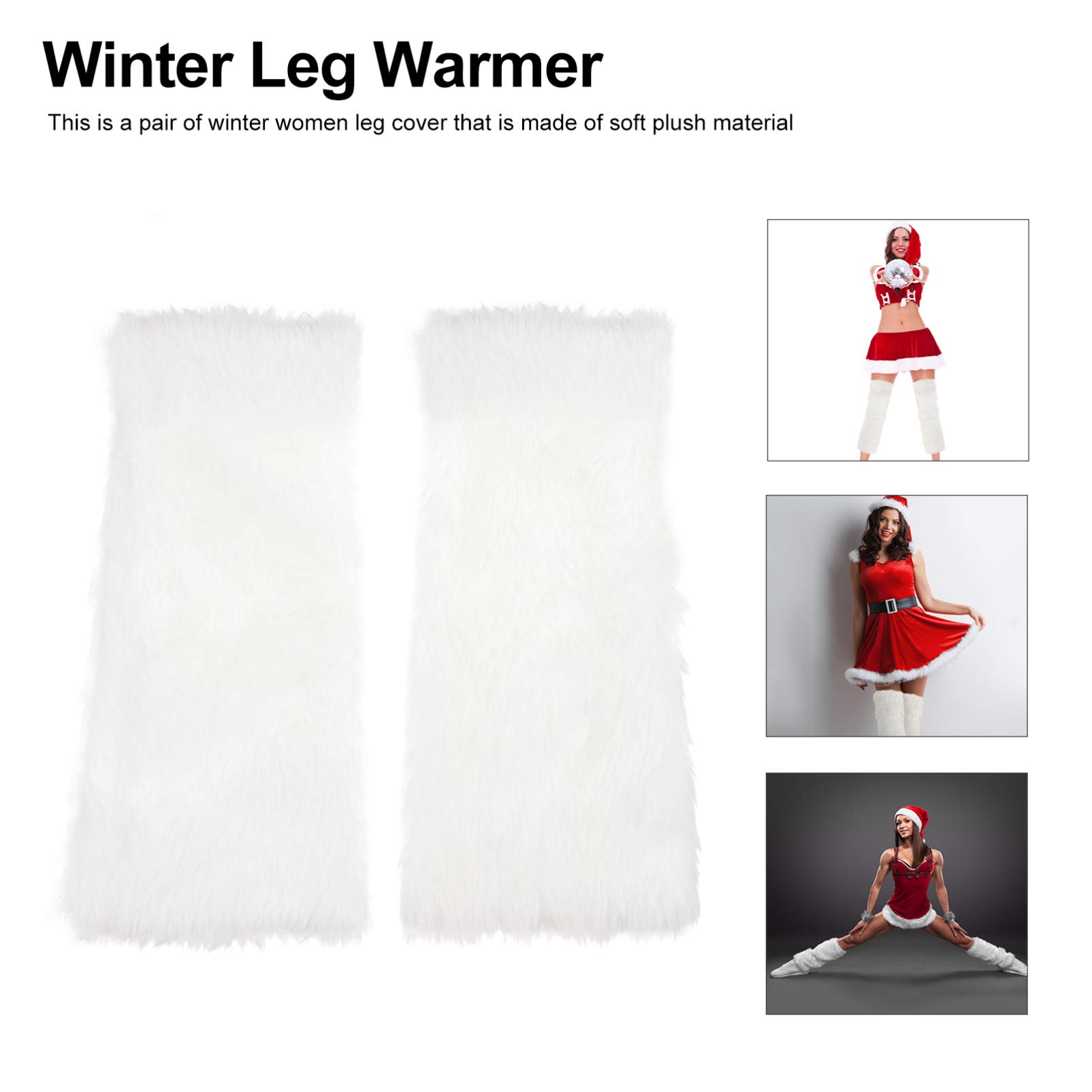 KESYOO Women's Faux Fur Leg Warmers - 1 Pair Plush High-Length Boot Cuffs, Winter Leg Sleeves for Women, Soft Long Leg Coverings in White | Perfect for Cold Weather, Snow Boots & Cozy Indoor Wear