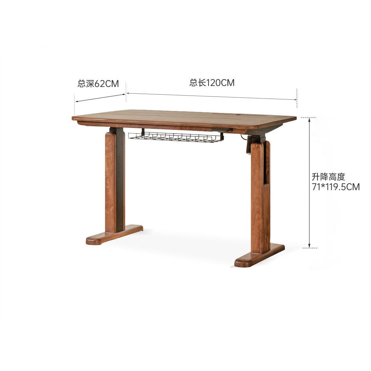 Black Walnut Solid Wood Electric Standing Desk - Adjustable Height Home Office Desk for Work & Study - Ergonomic Sit to Stand Desk for Computer, Laptop & Gaming Setup
