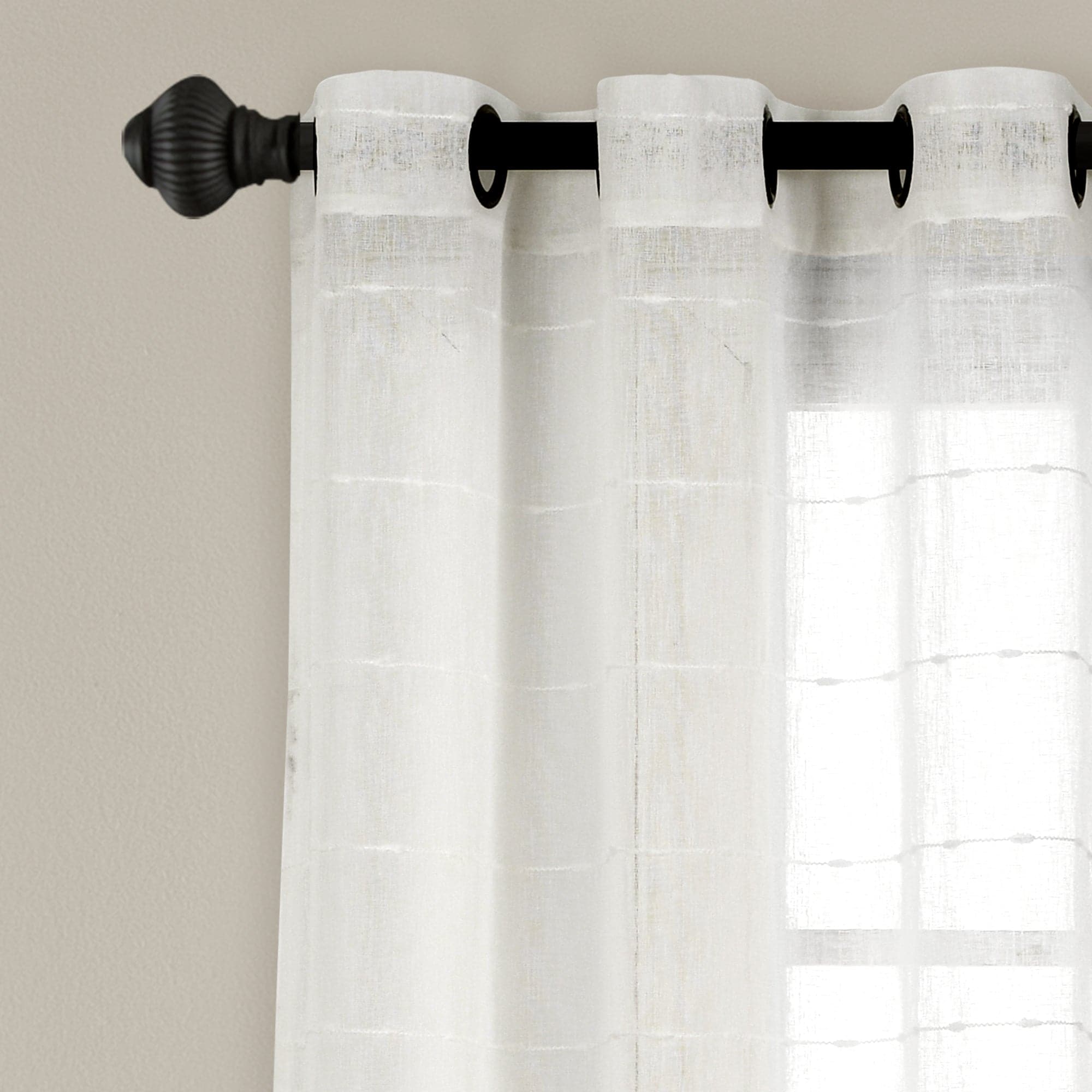 Farmhouse Style Textured Grommet Sheer Window Curtain Panels - Light Filtering Semi-Transparent Drapes for Living Room, Bedroom & Kitchen - Set of 2 Panels (84 Inches Long)