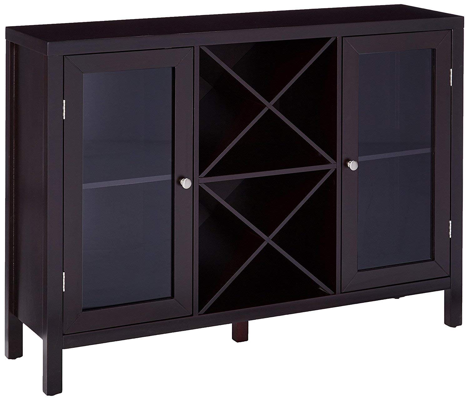 KB Designs - Bar Server Kitchen Buffet with Wine Rack Storage Cabinet, Espresso Brown - Modern Home Bar Furniture for Dining Room, Living Room & Entertaining Guests
