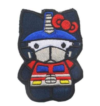 Hello Kitty x Optimus Prime Transformers Military Embroidered Patch - Tactical Hook & Loop Badge for Jackets, Backpacks & Cosplay (Anime & Comic Con Style)