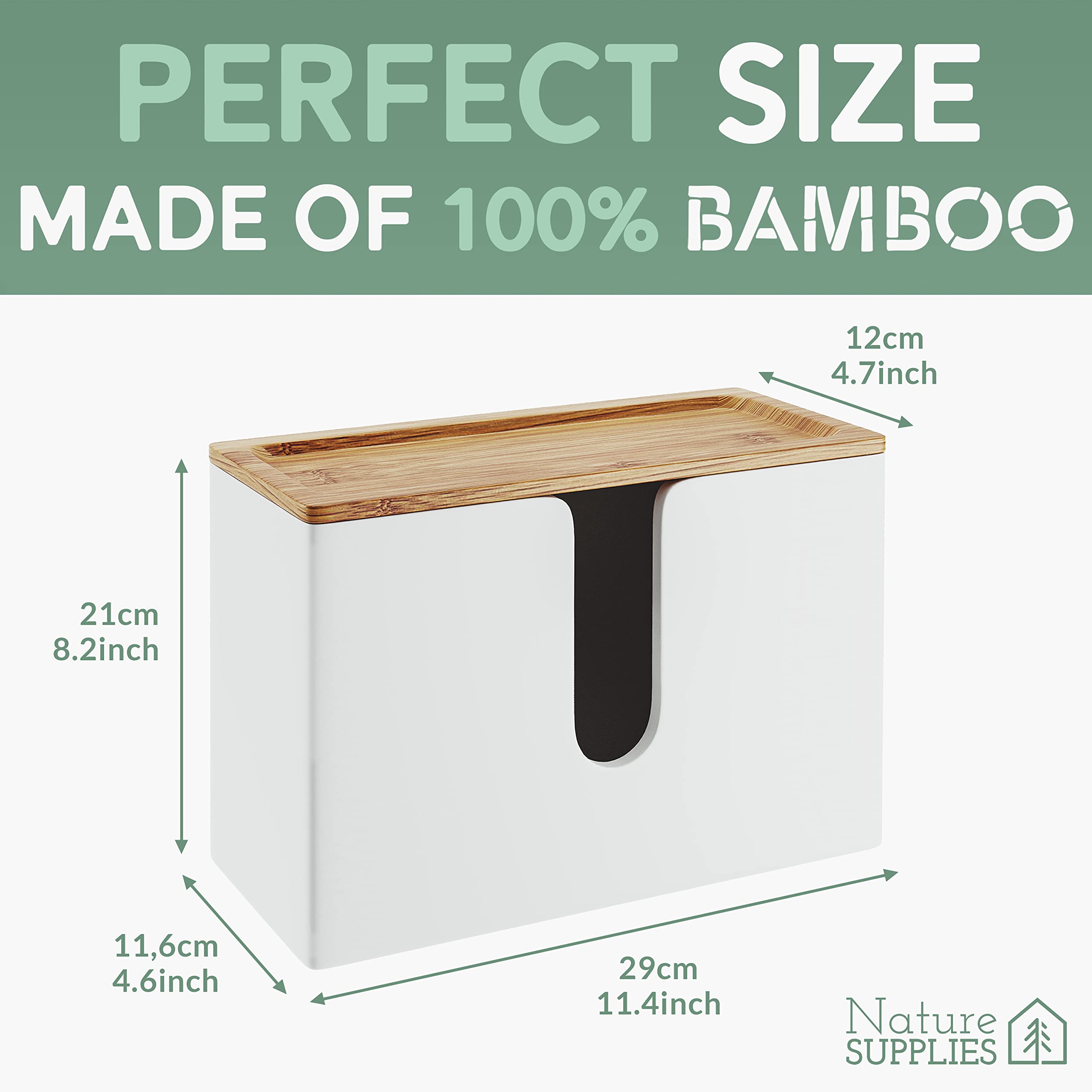 Premium Bamboo Paper Towel Dispenser - Wall Mount & Countertop Holder for C-Fold/Z-Fold/Tri-Fold Towels - Removable Top Tray for Kitchen, Bathroom & Commercial Use - Eco-Friendly White Towel Organizer - Perfect for Restaurants, Offices & Home Decor