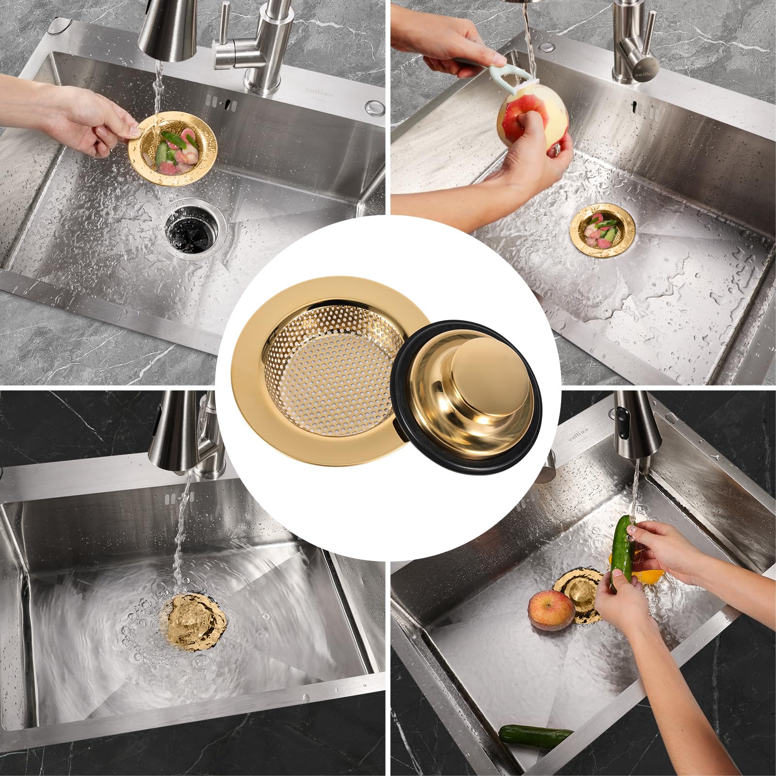 Stainless Steel Kitchen Sink Strainer & Stopper Set - 4.5