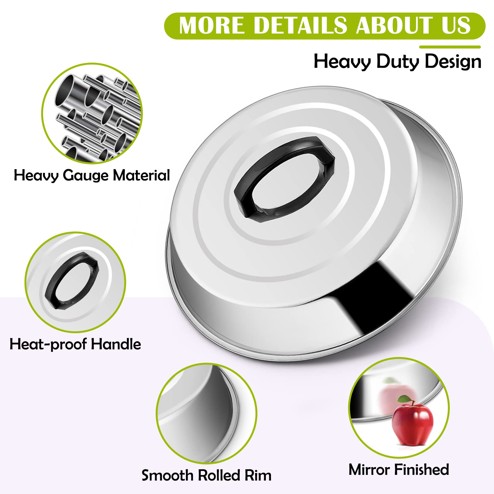 12 Inch Stainless Steel Cheese Melting Dome Set of 2 - Joyfair Basting Cover for Griddle, BBQ, Teppanyaki & Outdoor Camping - Heat-Resistant Handle & Dishwasher Safe - Perfect for Burgers, Steaks & Pancakes