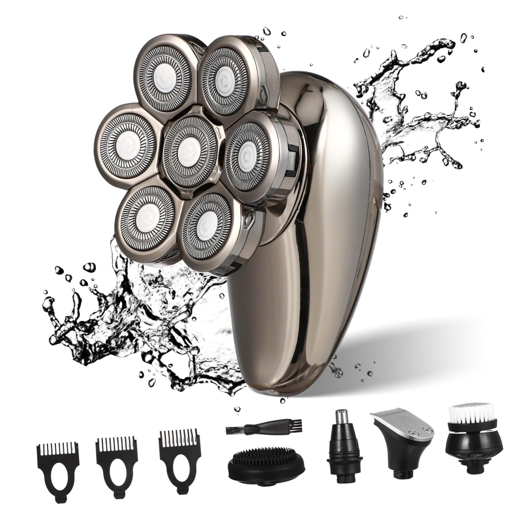 MERRYHAPY 7-in-1 Electric Shaver for Men - Waterproof Beard Trimmer, Nose Hair Clipper & Body Groomer - Portable Travel Shaving Kit for Home, Gym & Business Trips - Perfect Gift for Dad & Husband
