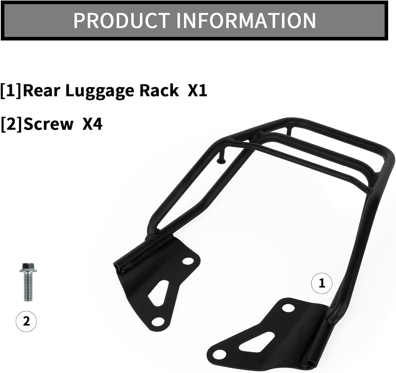 PSLER Black Motorcycle Rear Luggage Rack for Honda Grom MSX125 (2016-2020) - Heavy Duty Iron Storage Carrier Shelf for Grom OG/SF Models - Perfect for Commuting, Grocery Runs & Adventure Riding