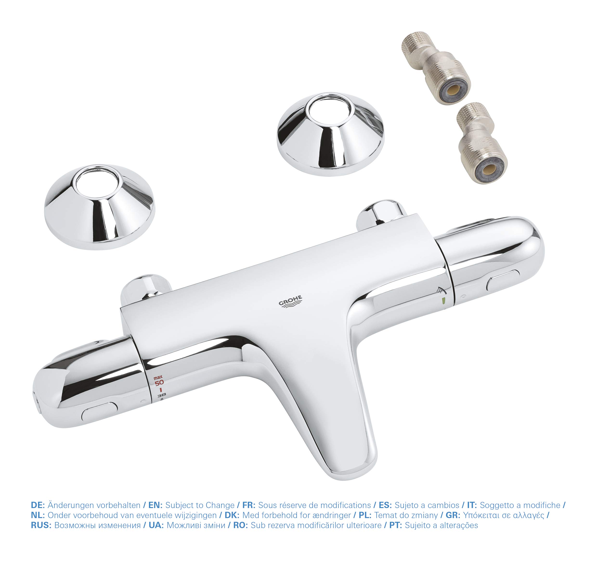 GROHE 34439003 Grohtherm 1000 Thermostatic Shower Mixer Valve - Premium Bathroom Faucet for Temperature Control | Perfect for Modern Bathrooms & Spa-Like Showers