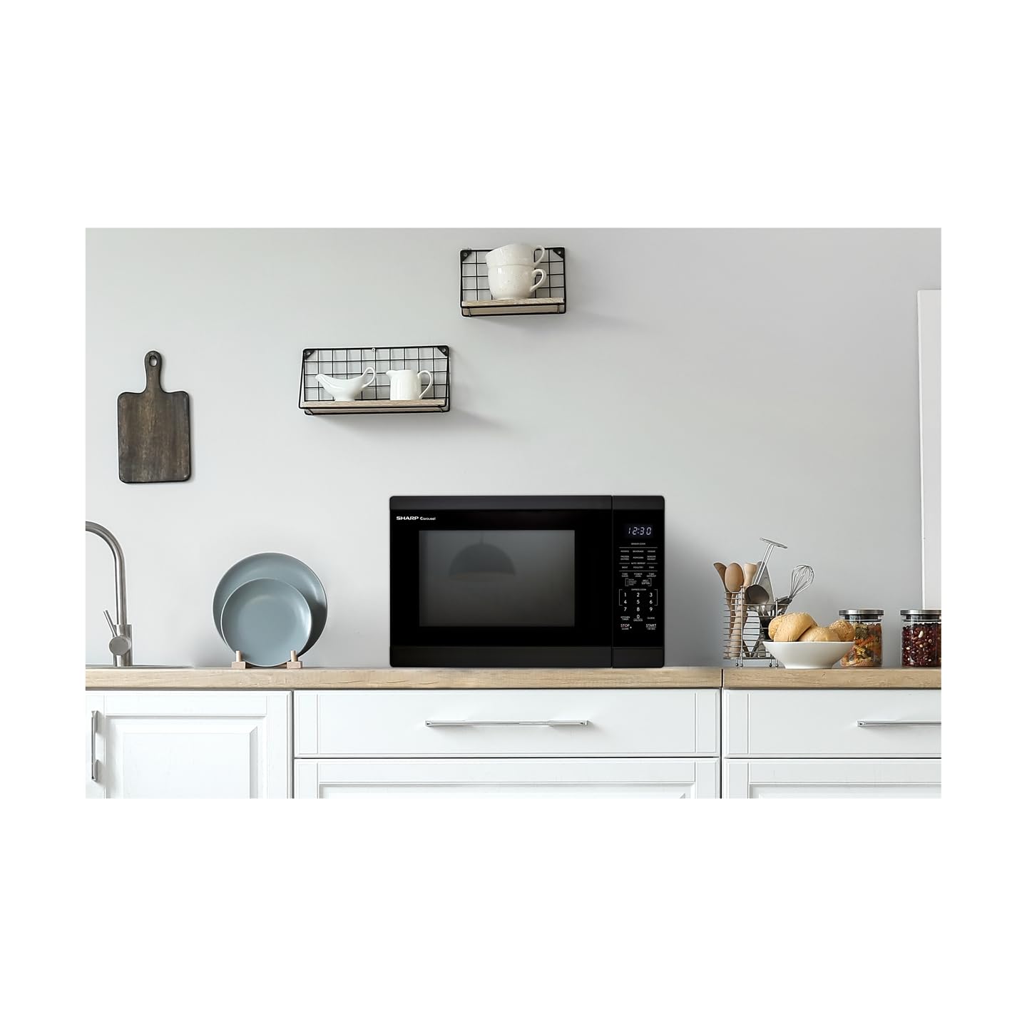 SHARP SMC1461KB 1.4 CuFt Countertop Microwave Oven - 1100W, Black with Removable 12.4