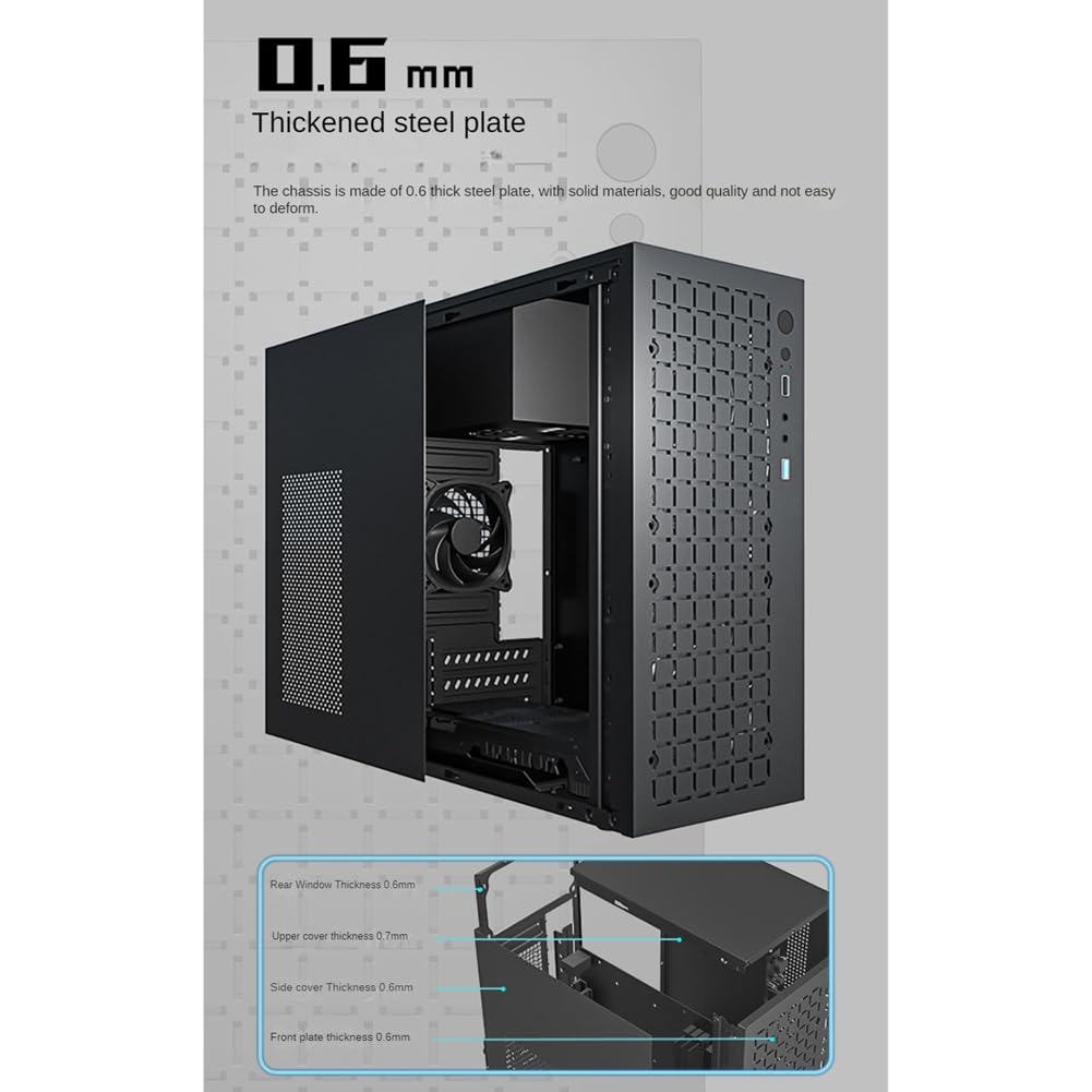 VENECA Compact Mini ITX/M-ATX PC Case with USB 2.0 Ports - Supports SSD & 3.5