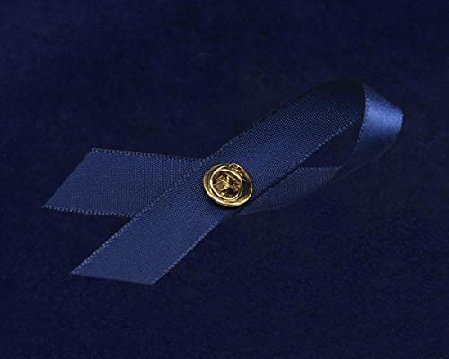 Dark Blue Satin Huntington's Disease Awareness Ribbon Pins - Fundraising Pins for HD Awareness Campaigns & Charity Events (Set of 10)
