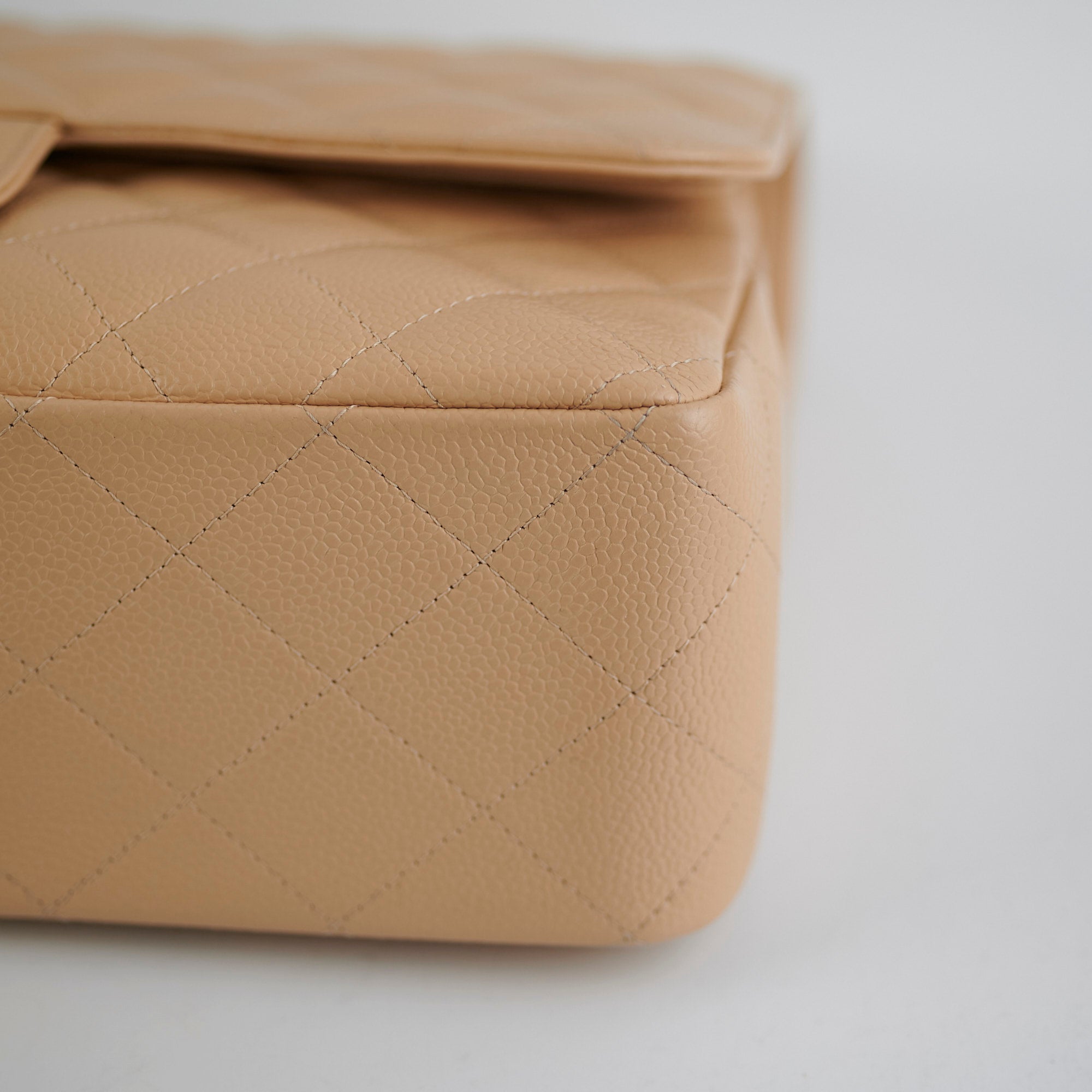 Chanel Classic Flap Jumbo Bag in Caviar Leather Beige - Luxury Designer Handbag for Women, Perfect for Work, Evening Events & Everyday Use