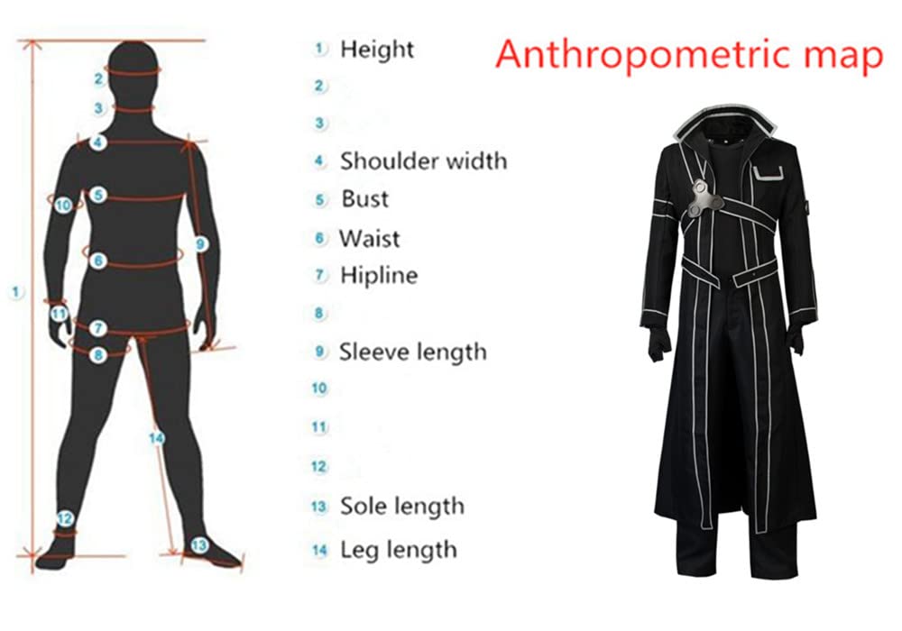 SAO Kirito Cosplay Costume for Men - Black Sword Art Online Outfit with US Size | Perfect for Anime Conventions, Halloween, and Cosplay Events