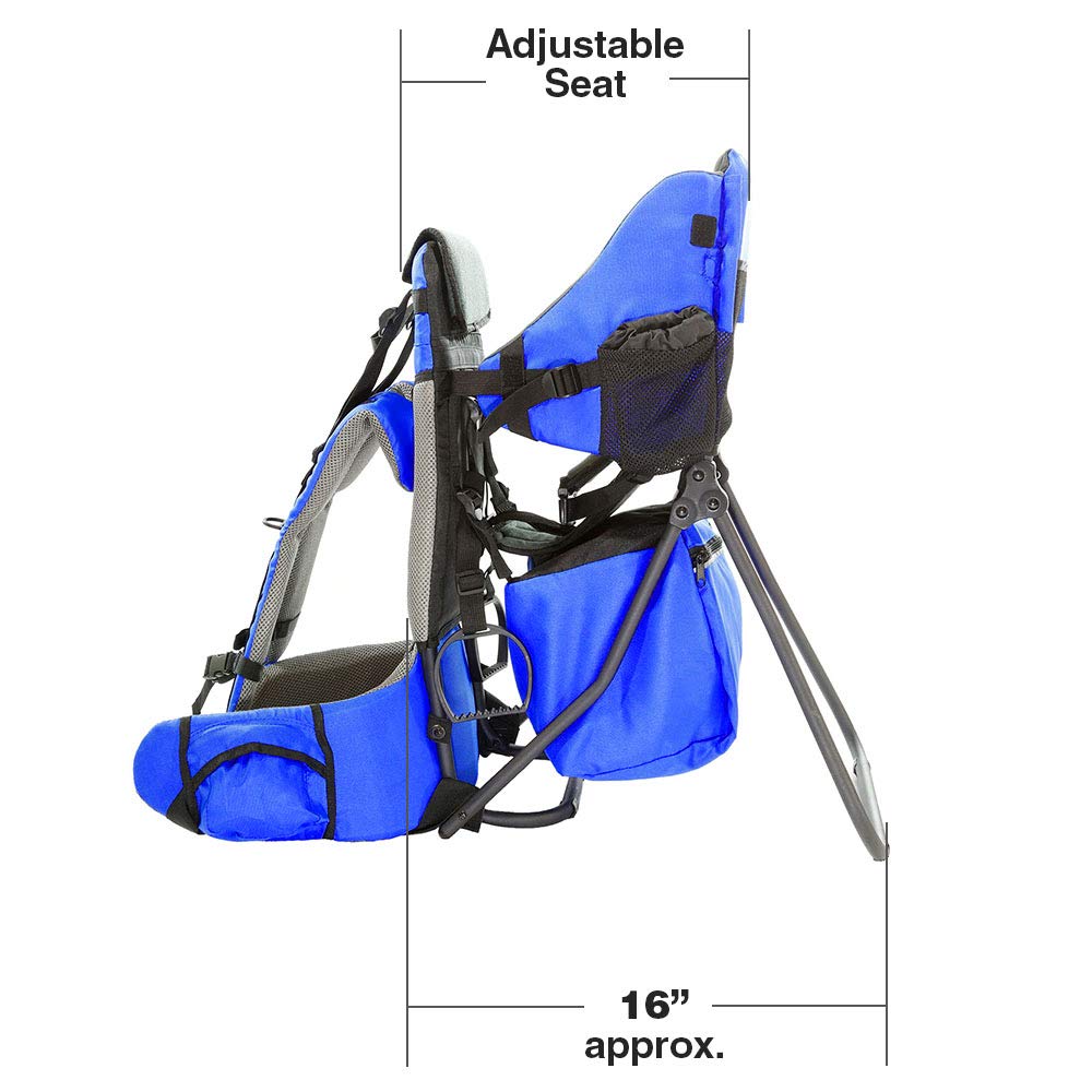 ClevrPlus Blue Cross Country Baby Backpack Carrier - Adjustable & Lightweight Toddler Hiking Backpack with Comfortable Seat, Foldable Frame & Large Capacity - Perfect for Outdoor Adventures, Hiking, Travel & Family Camping