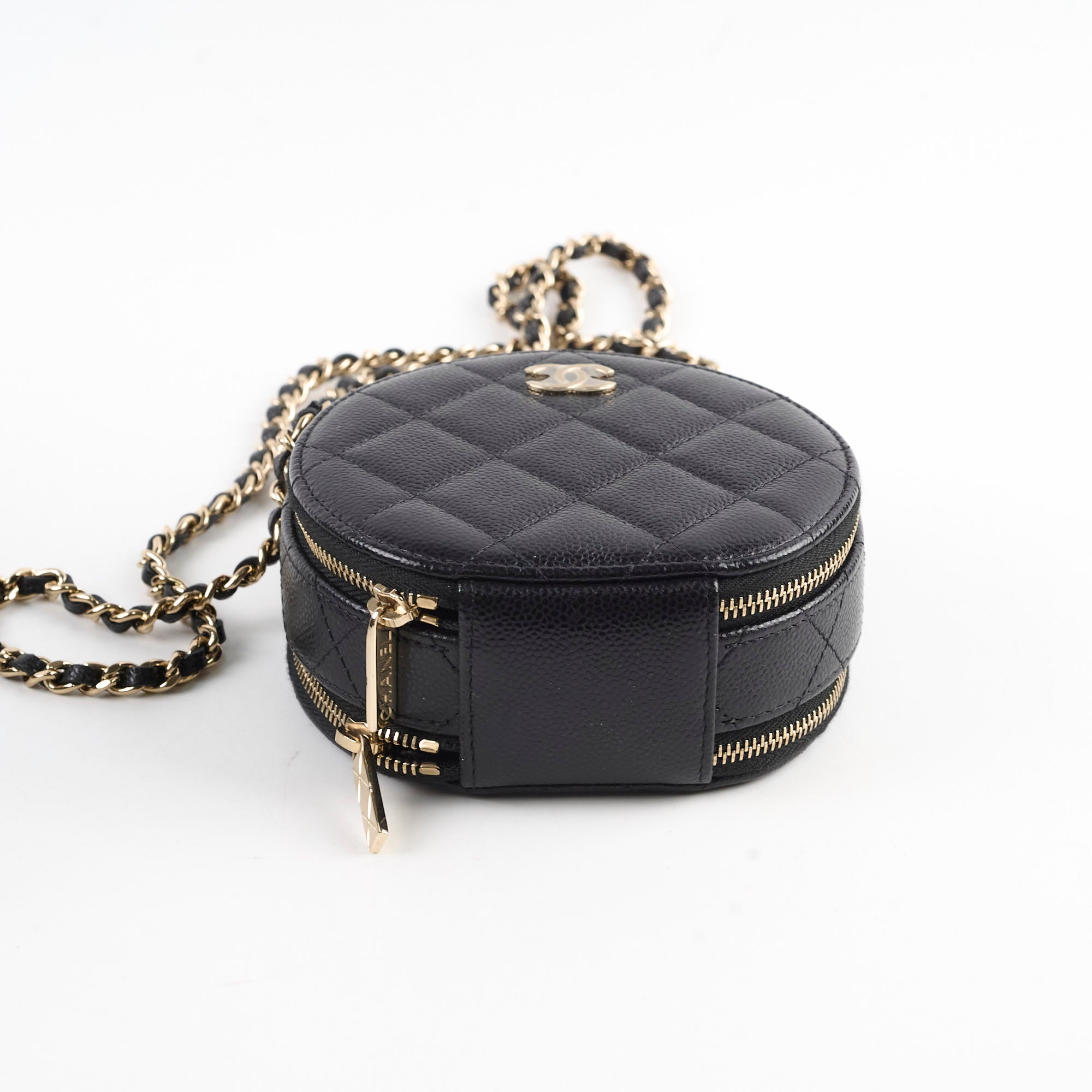 Chanel Black Caviar Round Top Handle Crossbody Vanity Bag - Luxury Designer Handbag for Women, Perfect for Evening Out & Special Occasions