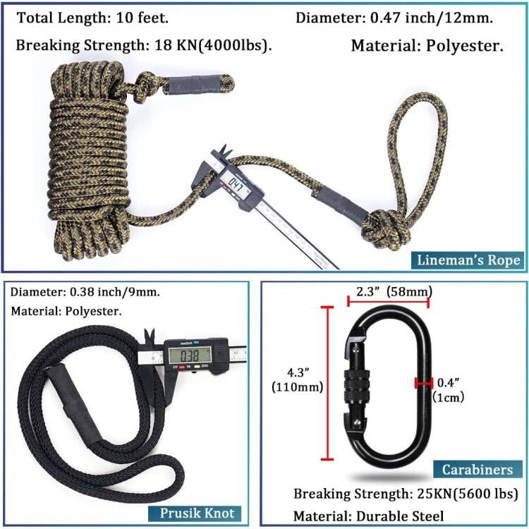 Treestand Safety Rope - 30FT Hunter Lifeline for Climbing Sticks, Hanging Ladder Stand & Tree Stand | Fall Protection for Bow Hunting & Outdoor Adventures | Perfect for Hunting Safety & Tree Stand Security