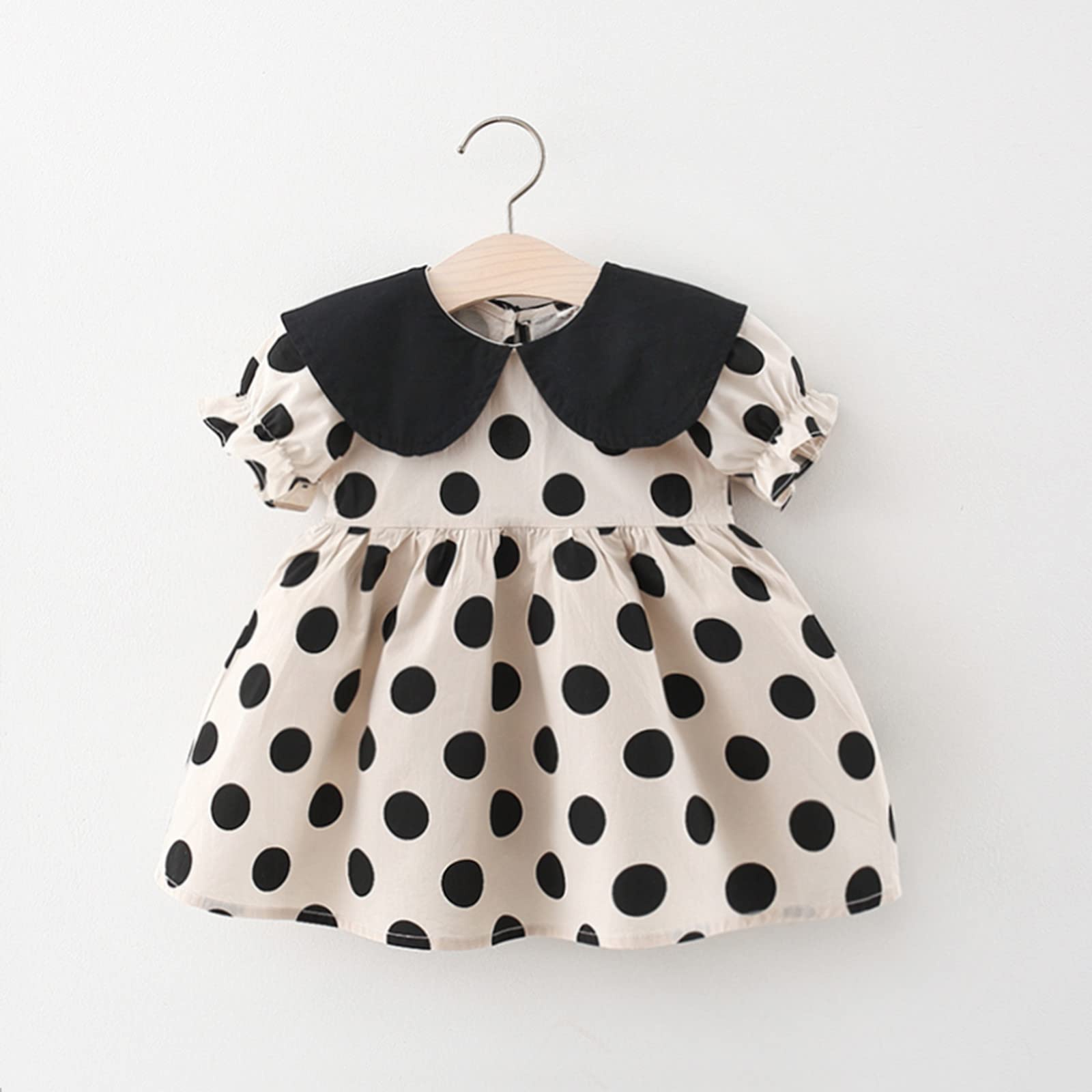 **Polka Dot Baby Girl Dress - Short Sleeve Summer Party & Casual Outfit for Toddlers (12-18 Months, Black) - Perfect for Birthdays, Playdates & Family Photos**