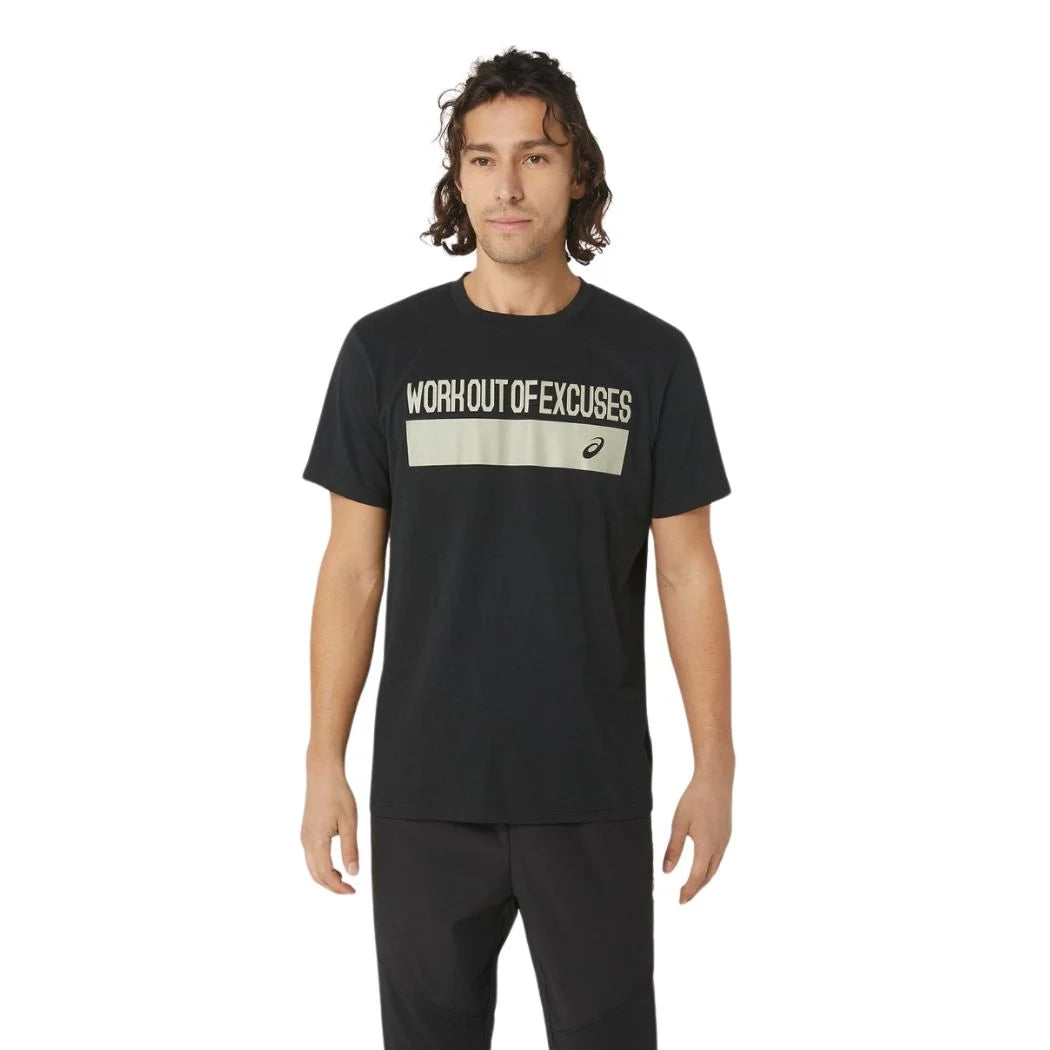 ASICS Men's Lettering Graphic Knit T-Shirt - Comfortable Casual Tee for Running, Gym & Everyday Wear