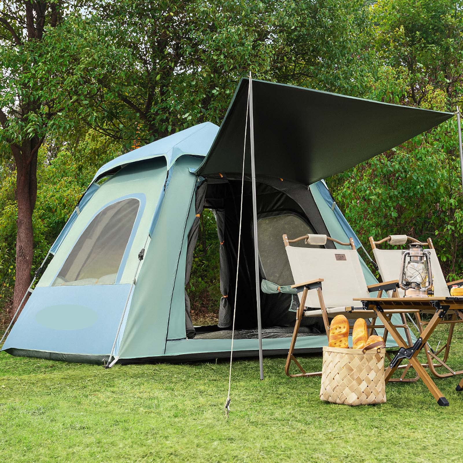 3-5 Person Pop Up Camping Tent - Large Waterproof & Windproof Family Tent for Adults - Lightweight Backpacking Tent with Sun Protection - Perfect for Hiking, Trekking & Outdoor Adventures