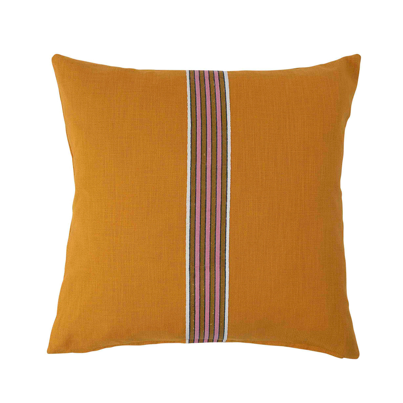 Organic Turmeric Cotton Cushion with Ayra Stripe Design in Pink & Gold - Perfect for Sofa, Bedroom Decor and Yoga Meditation