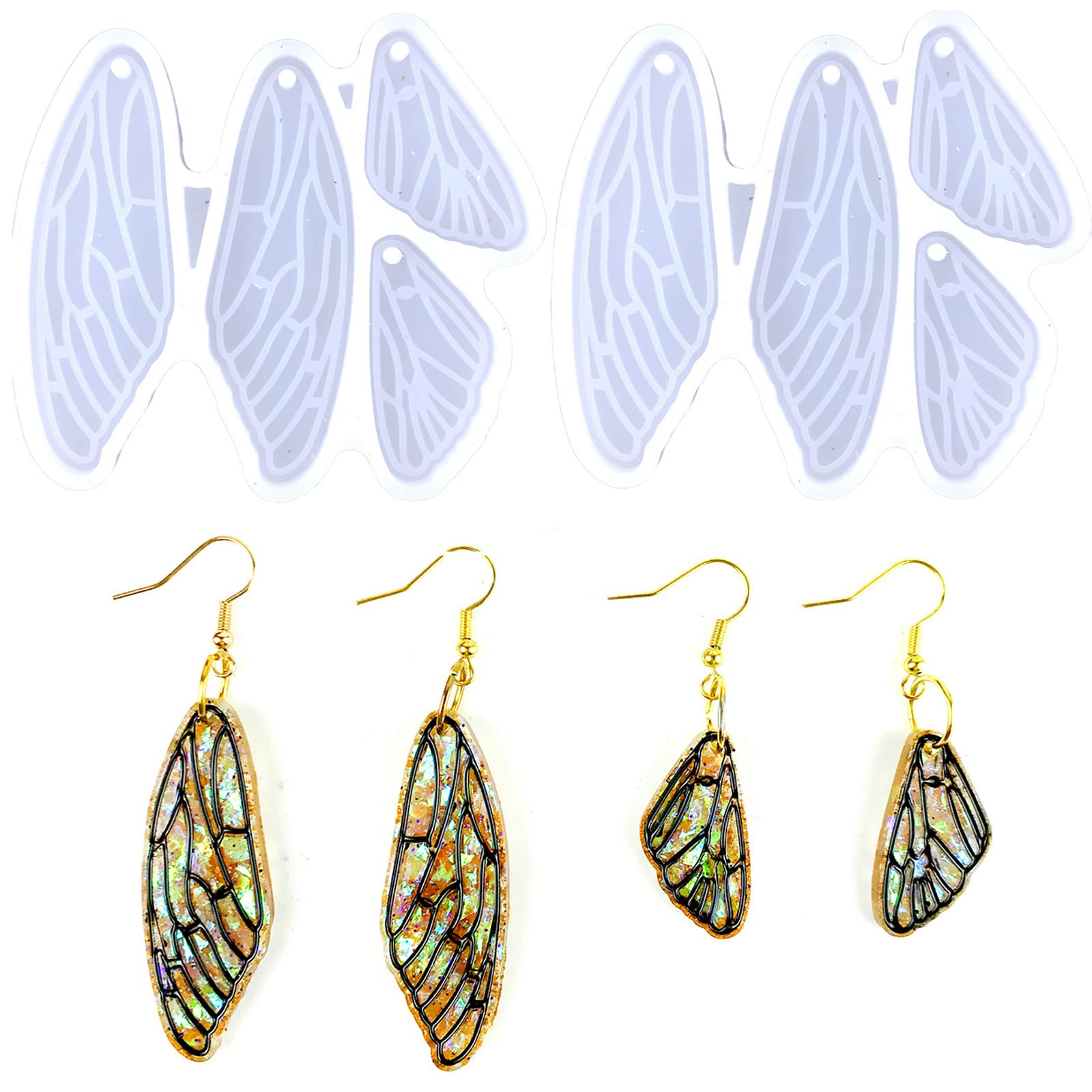 2Pcs Fairy Wings Resin Earring Molds - Butterfly Wings Silicone Jewelry Molds for DIY Earrings, Necklace Pendants & Craft Gifts - Perfect for Resin Art, Handmade Jewelry Making & Unique Gift Ideas