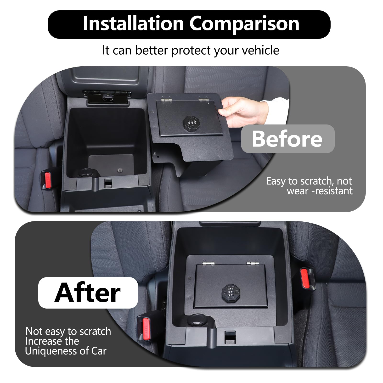 Secure Center Console Safe Box for Nissan Frontier 2022-2025 - Lockable Armrest Storage Organizer with 3-Position Combo Lock & Key - Perfect for Vehicle Gun Storage, Valuables Protection & Car Security
