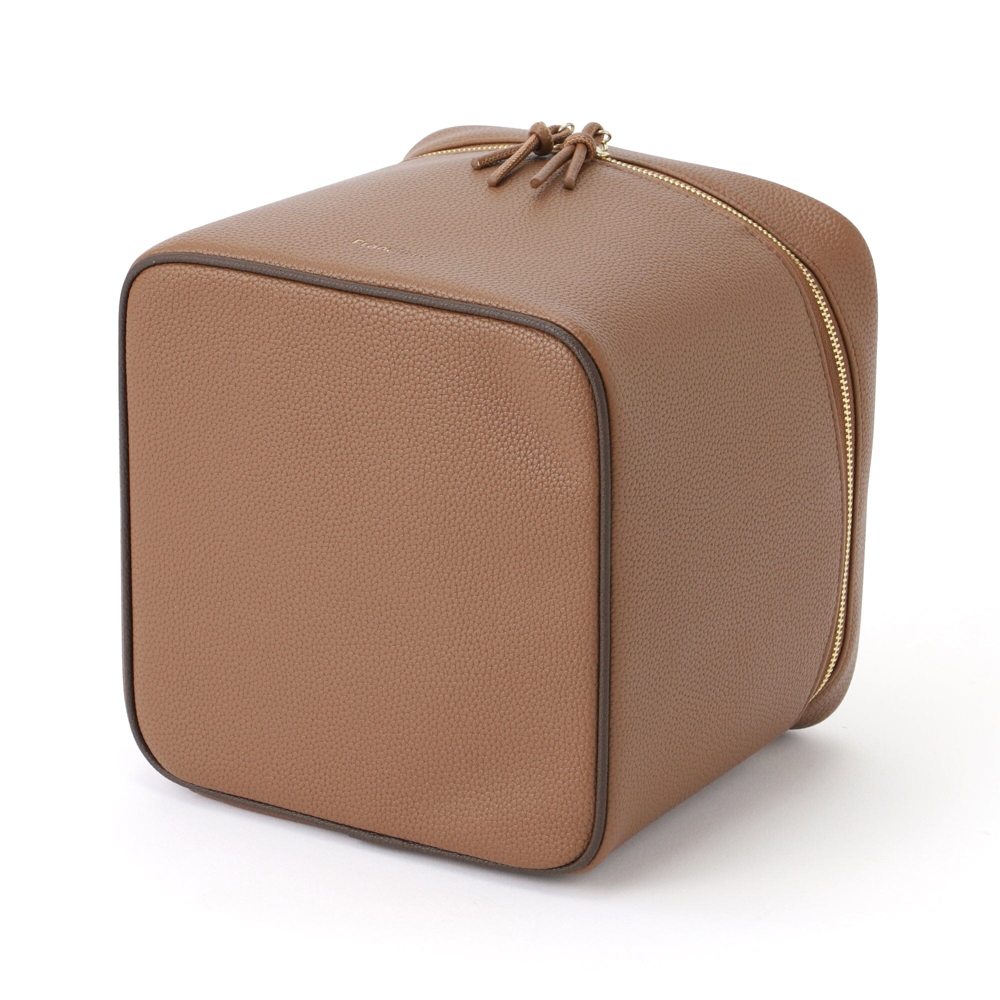 Bicolor Vanity Pouch - Stylish Leather Makeup Bag for Women | Travel Cosmetic Organizer | Perfect for Home, Office & Travel Accessories (Light Brown)