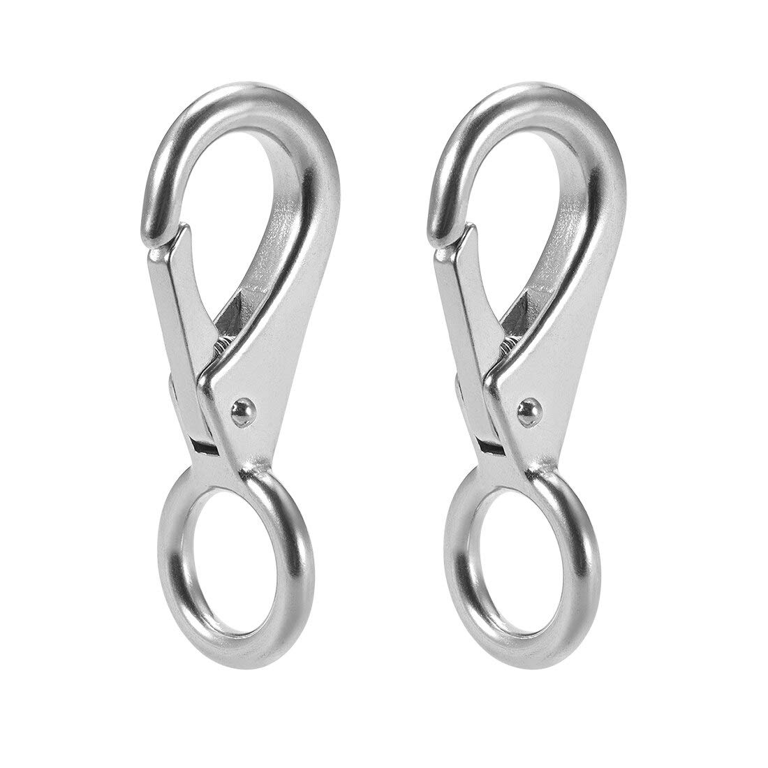 2Pcs 304 Stainless Steel Fixed Eye Hook - 82mm Boat Clip for Marine & Outdoor Use