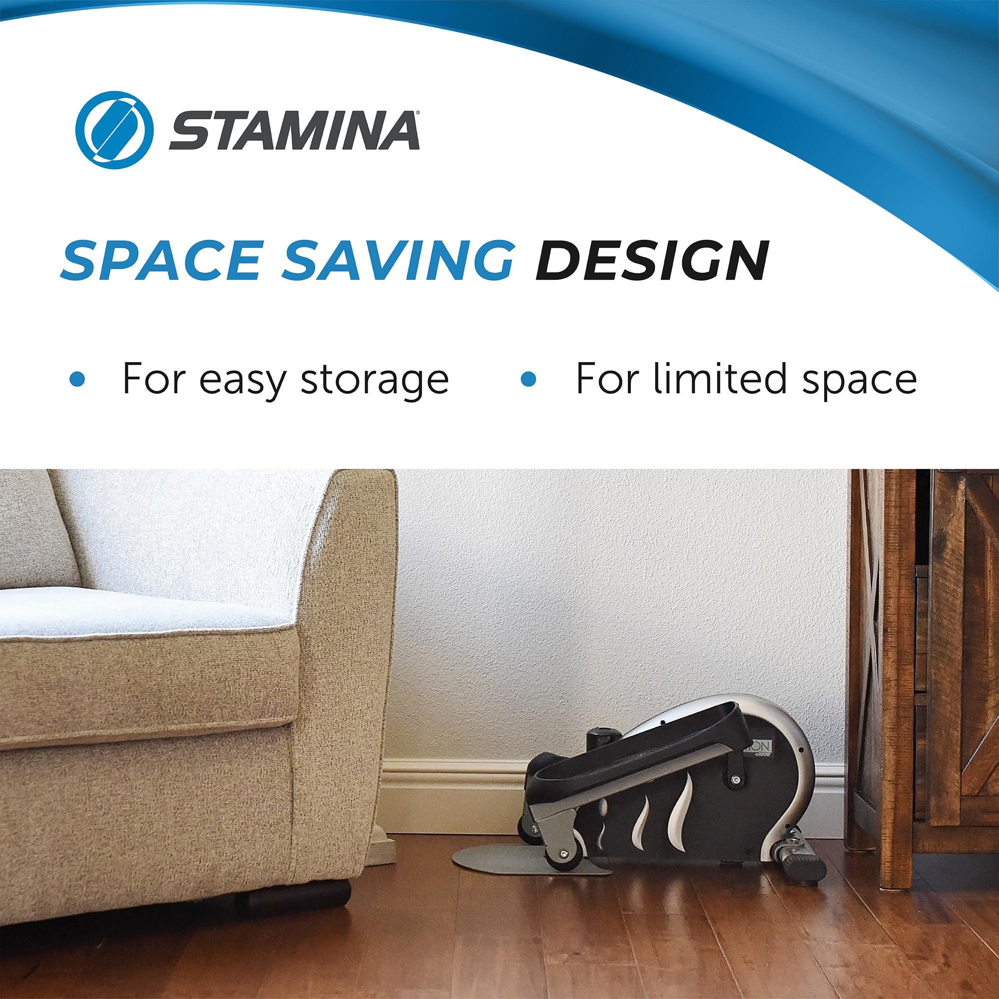 Stamina Inmotion Compact Strider Under Desk Elliptical Machine - Seated & Standing Foot Pedal Exerciser for Home & Office - Improve Circulation & Burn Calories While Working or Watching TV