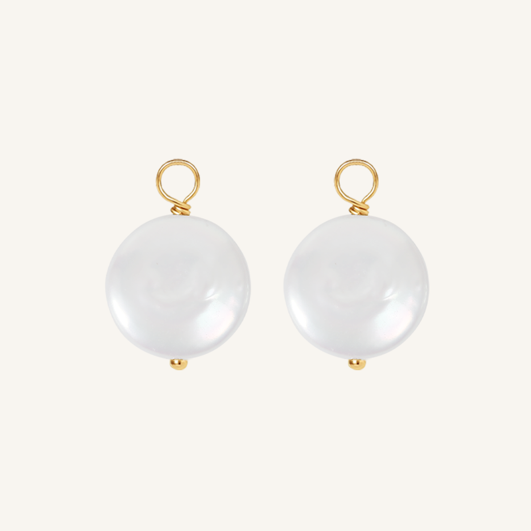 Lulu Pearl Hoop Charm Earrings with Stone of Potential - Set of 2 Dainty Boho Jewelry for Women - Perfect for Everyday Wear, Date Nights & Special Occasions