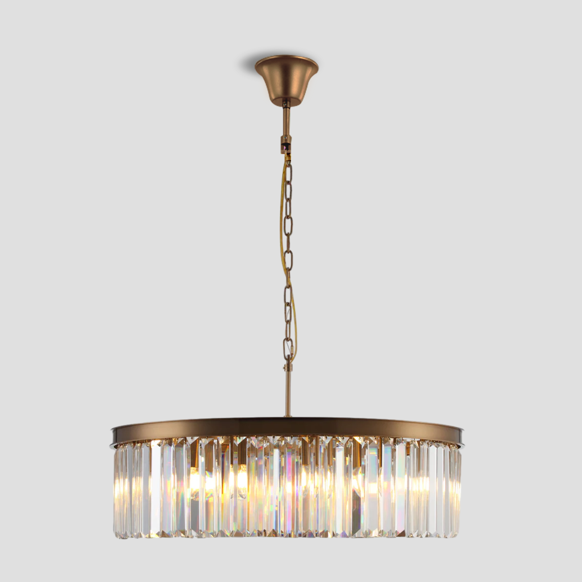 Falria 1-Tier Crystal Round Chandelier - Elegant Ceiling Light Fixture for Dining Room, Bedroom & Living Room Decor