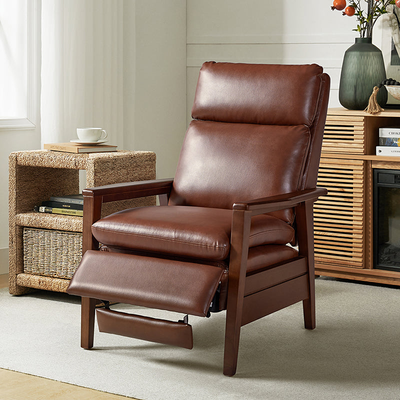 Premium Rainer Faux Leather Recliner Chair with Solid Wood Frame - Timeless Elegance for Living Room, Home Theater & Office Comfort