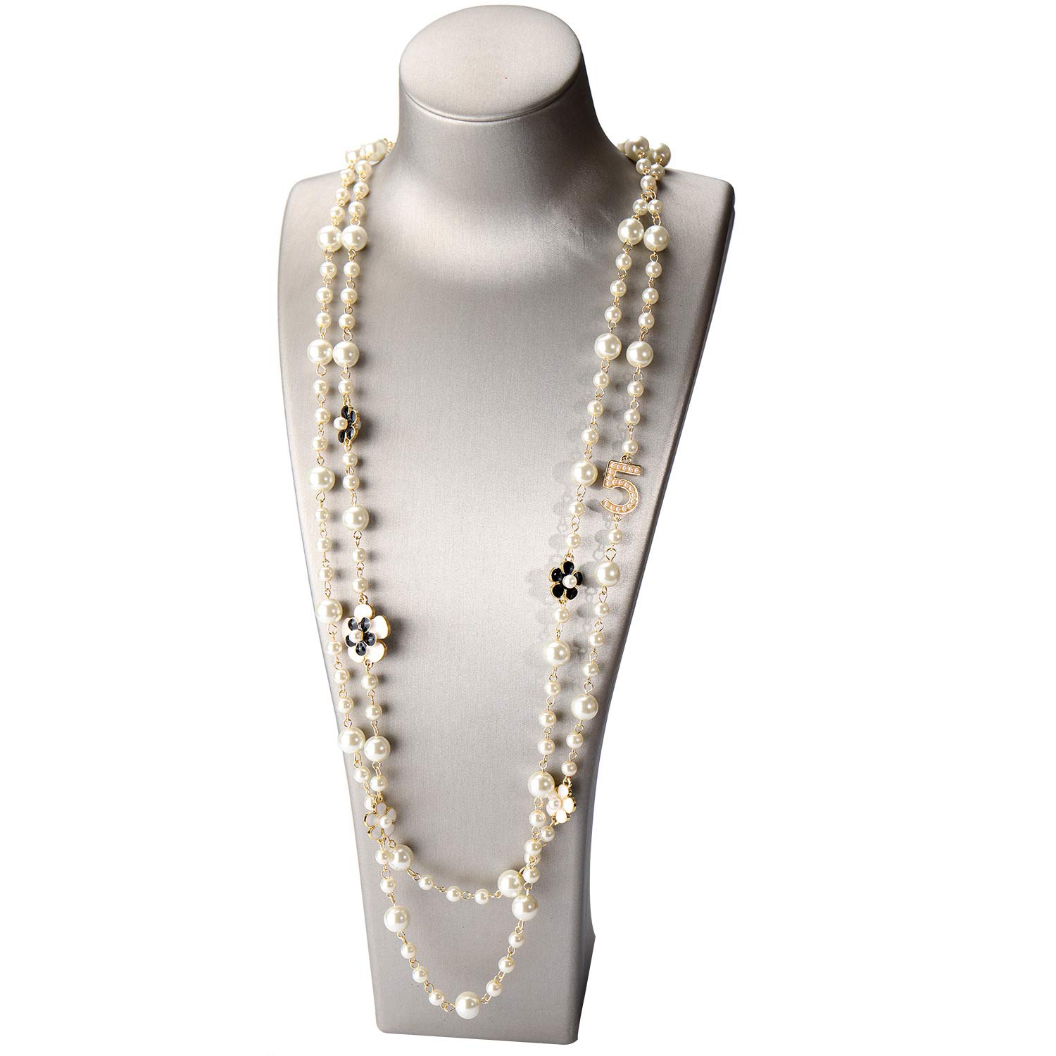 Elegant Women's Layered Imitation Pearl Necklace with Long Pendants - Perfect for Weddings, Parties & Everyday Fashion Accessories