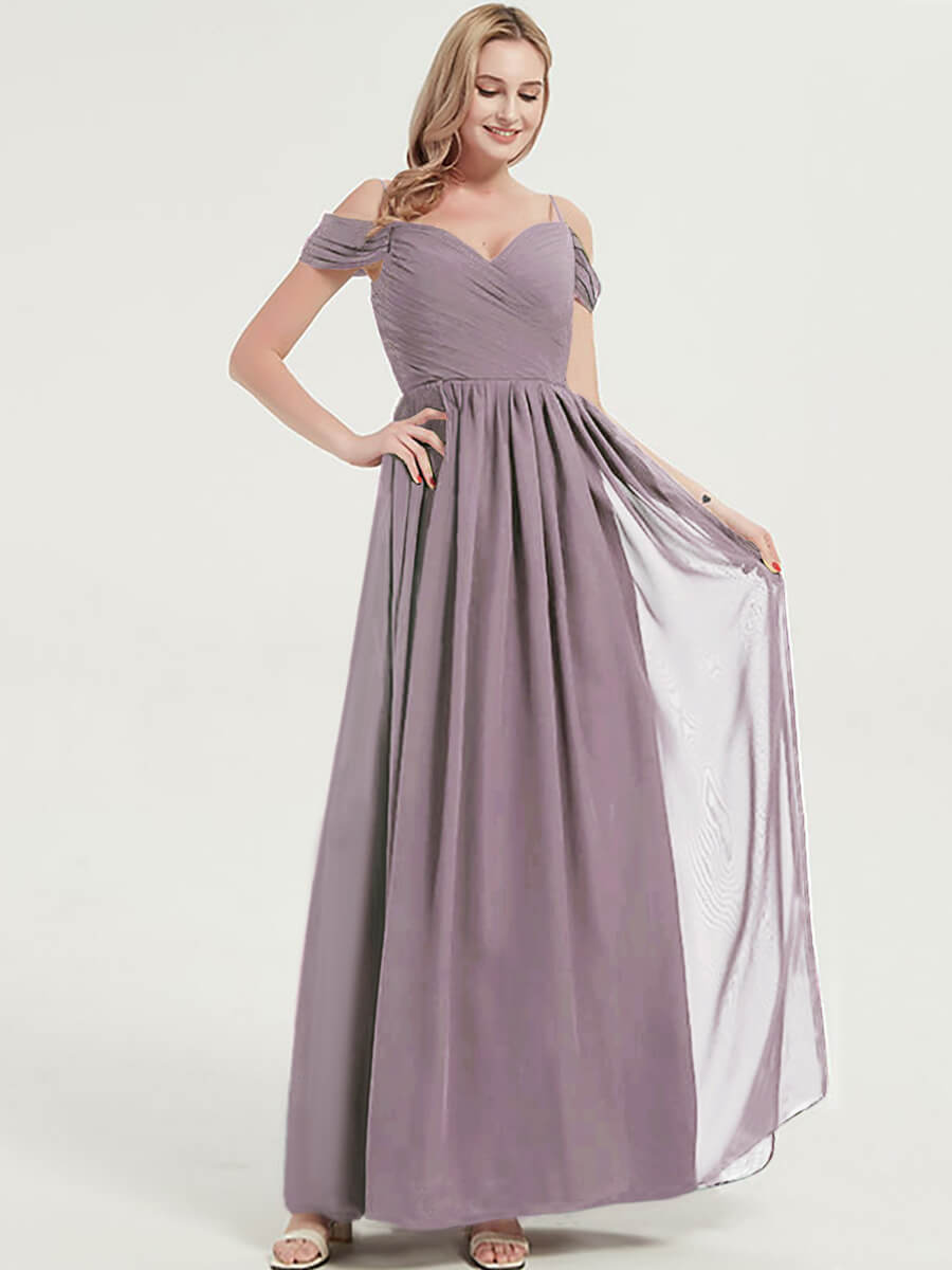 Elegant Dusk Spaghetti Straps Pleated Chiffon Bridesmaid Dress - Perfect for Weddings, Formal Events & Special Occasions