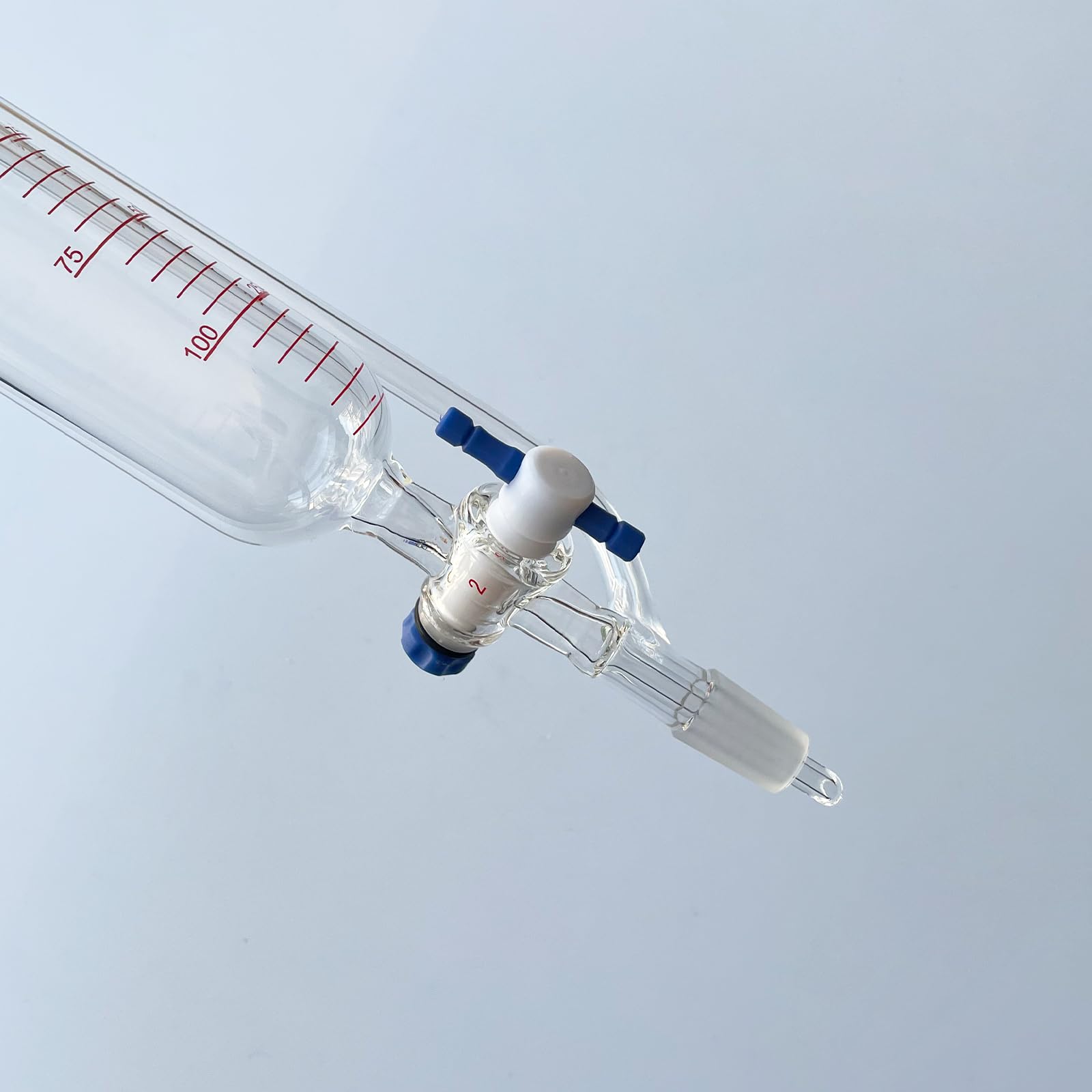 125ml Pressure Equalizing Graduated Addition Funnel with 14/20 Joint & 2mm PTFE Stopcock - Borosilicate Glass Lab Funnel for Chemical Experiments, Distillation & Precise Liquid Transfer (125ml Capacity) - Ideal for Chemistry Labs, Research & Educational Science Projects