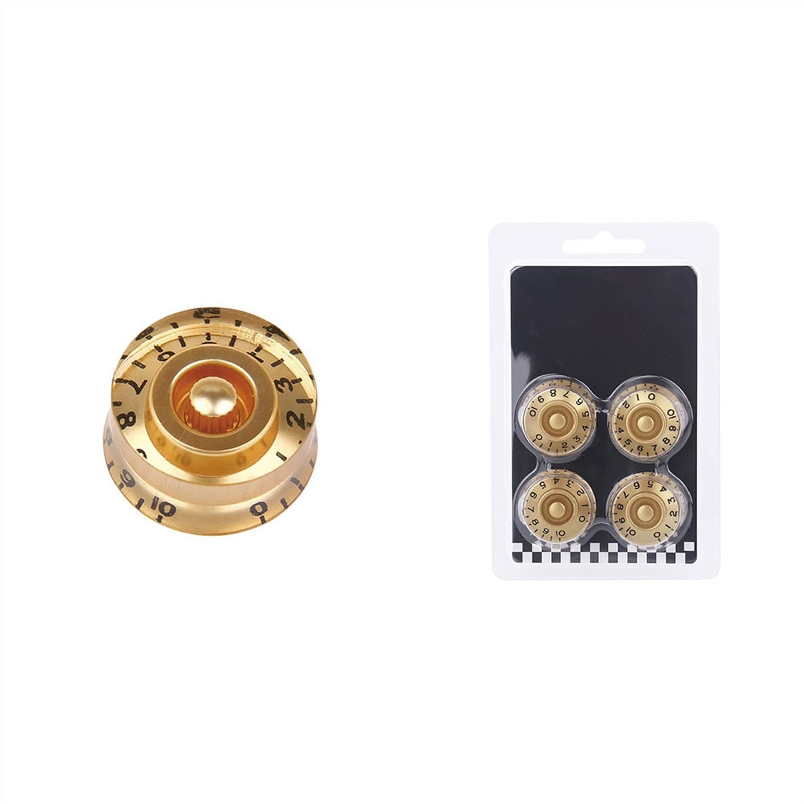 4 Pcs Gold & Black Metric Acrylic Guitar Knobs - Volume & Tone Control for Electric Guitar Parts - Perfect for DIY Guitar Upgrades & Customization