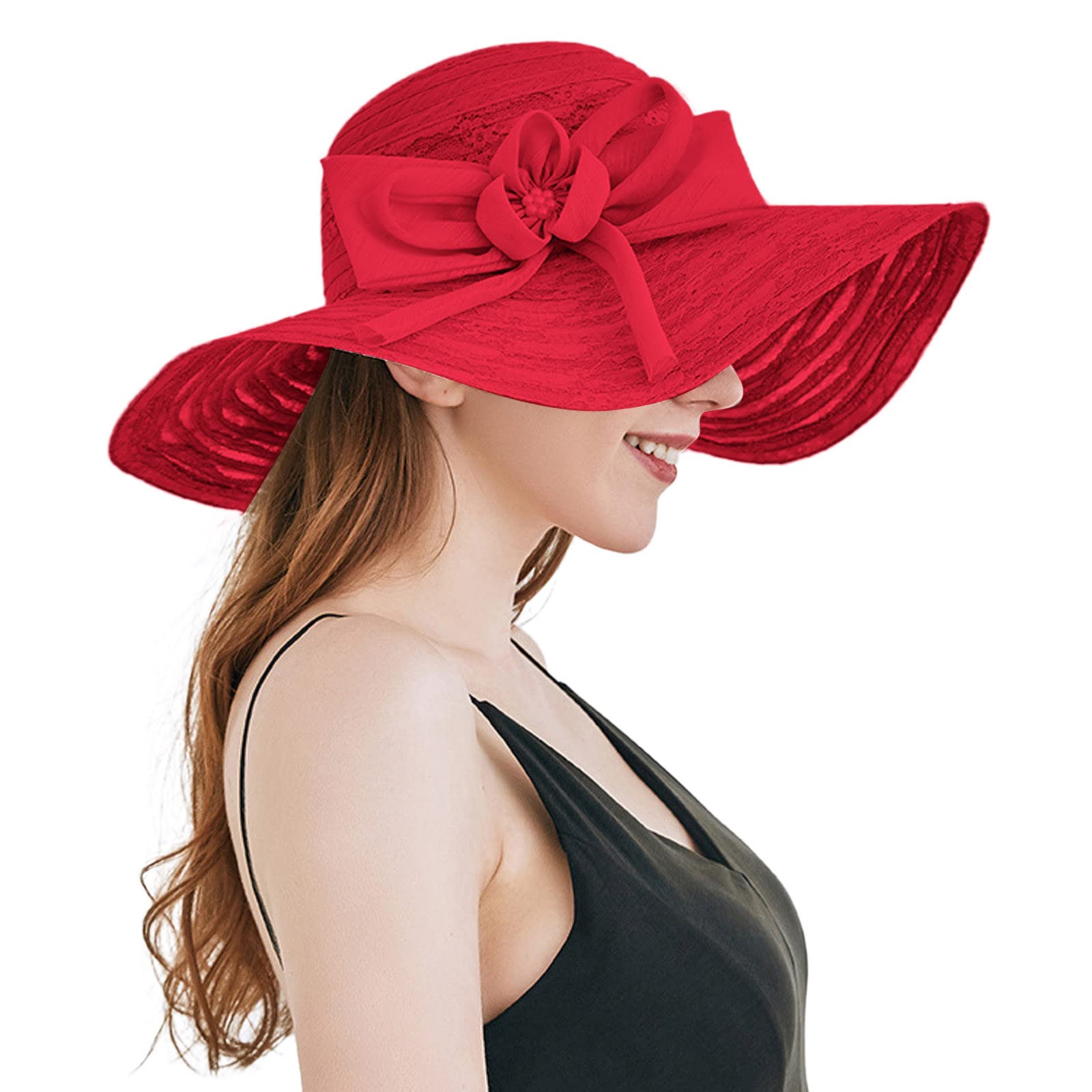 Women's Straw Sun Hat with Fan - Wide Brim Floral Summer Beach Hat for Bridal Shower, Outdoor Travel & Vacation Accessories | Perfect for Beach, Pool, Garden Parties & Tropical Getaways