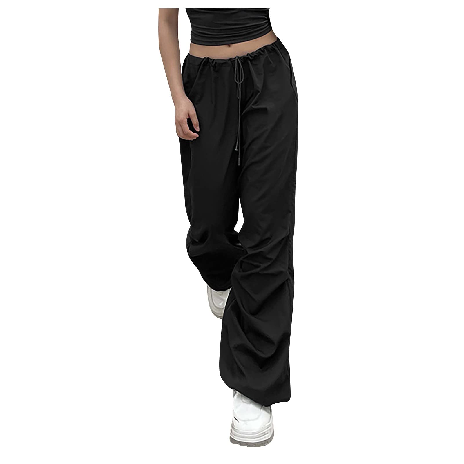 Women's Vintage Y2K Cargo Pants - Harajuku Style Low Waist Wide Leg Lounge Pants | Casual Baggy Work Pants & Joggers for Streetwear, Everyday Wear and Comfort